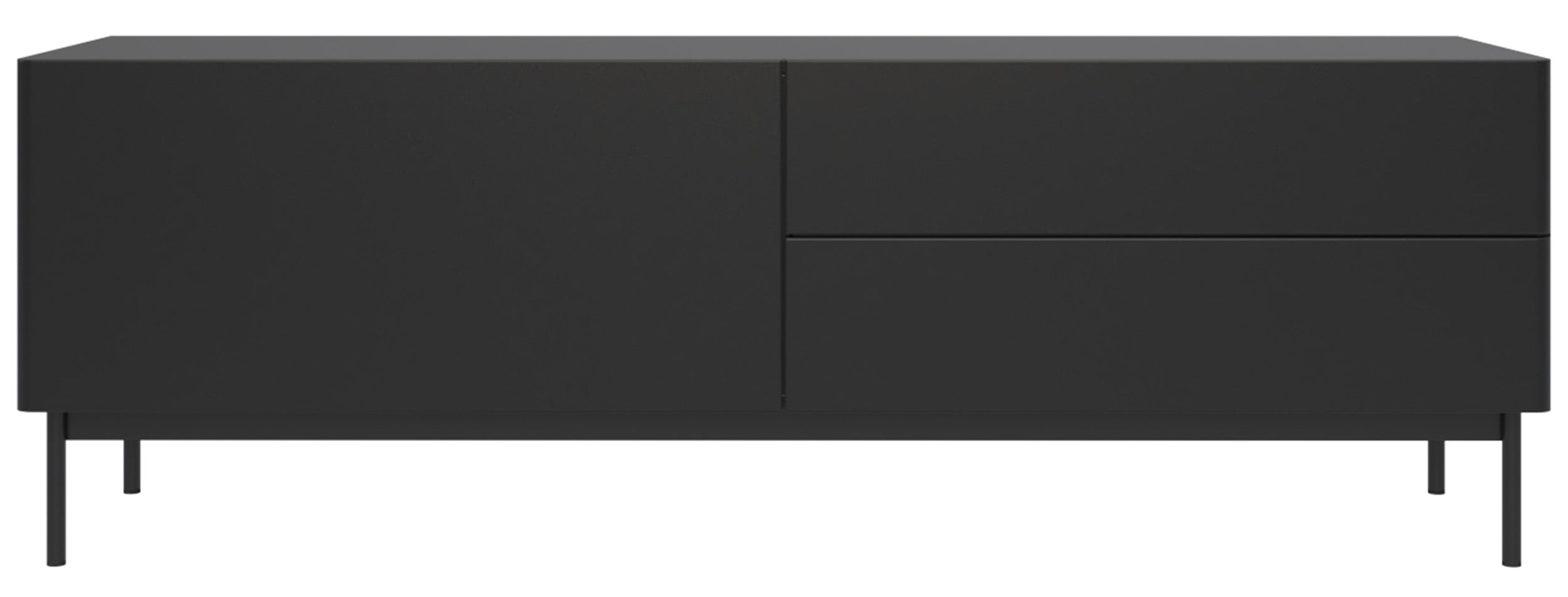 selsey-olio-tv-schrank-160-cm-mit-klappe-und-zwei-schubladen-schwarz image 4