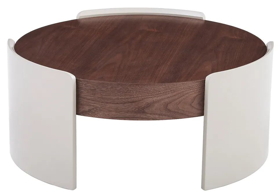 selsey-teralle-couchtisch-rund-90-cm-nussbaum-hochglanz-auf-beiger-basis image 1