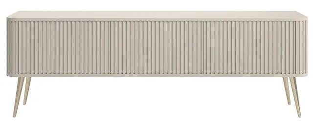 selsey-ovarlo-tv-schrank-dreit-rig-163-cm-sandbeige-mit-goldenen-beinen-rillen image 1
