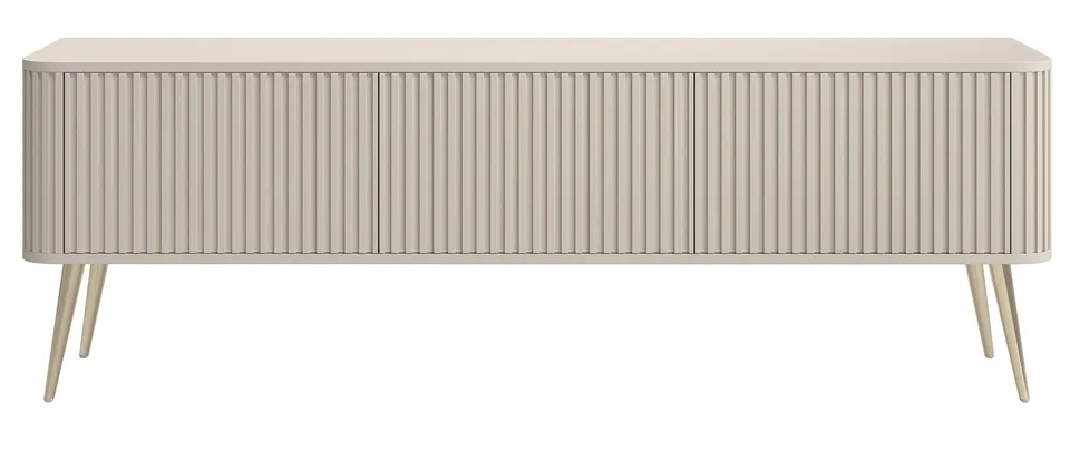 selsey-ovarlo-tv-schrank-dreit-rig-163-cm-sandbeige-mit-goldenen-beinen-rillen image 1