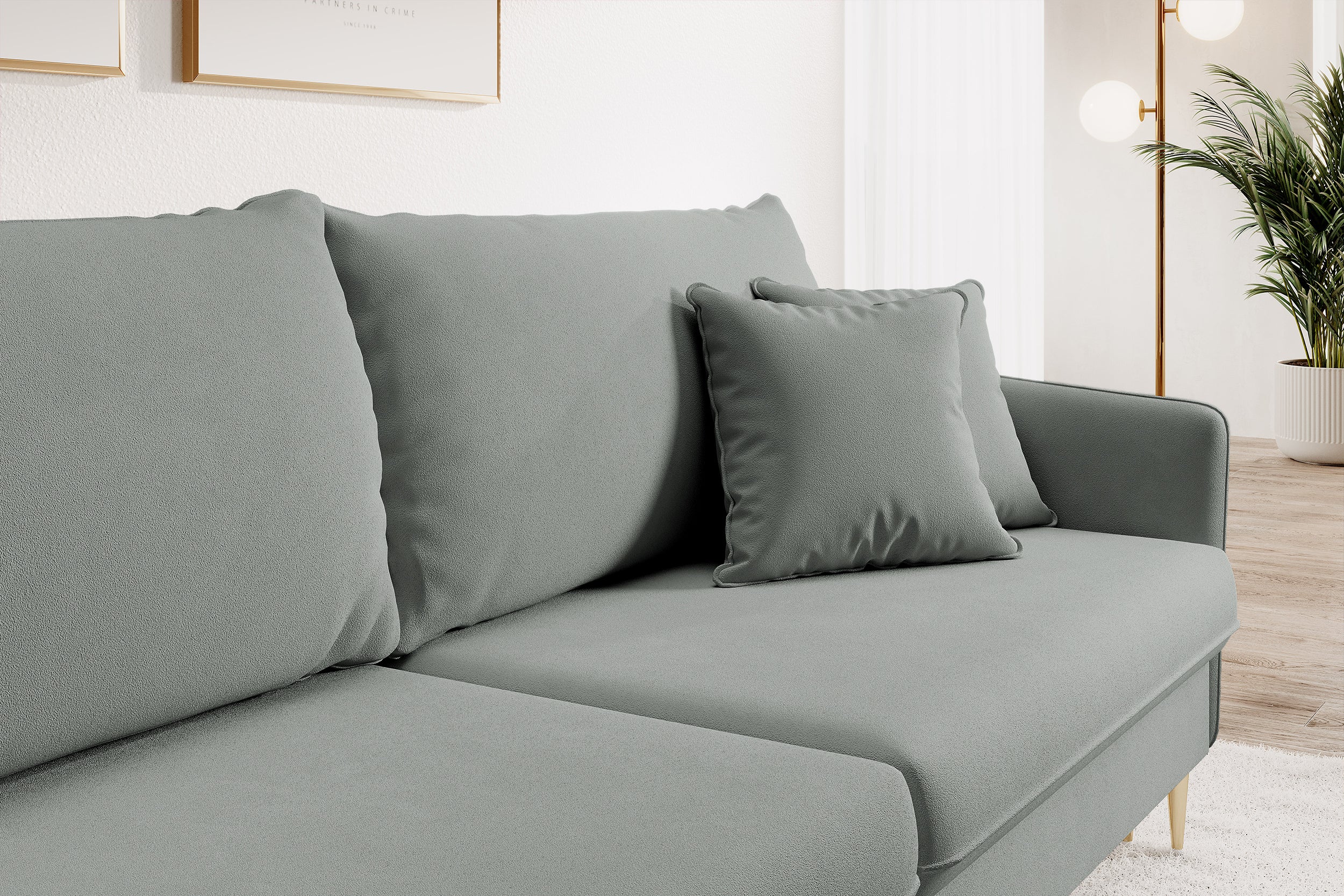 selsey-volio-dreisitziges-sofa-ausklappbar-grau-samt-wasserabweisend-goldbeine image 5