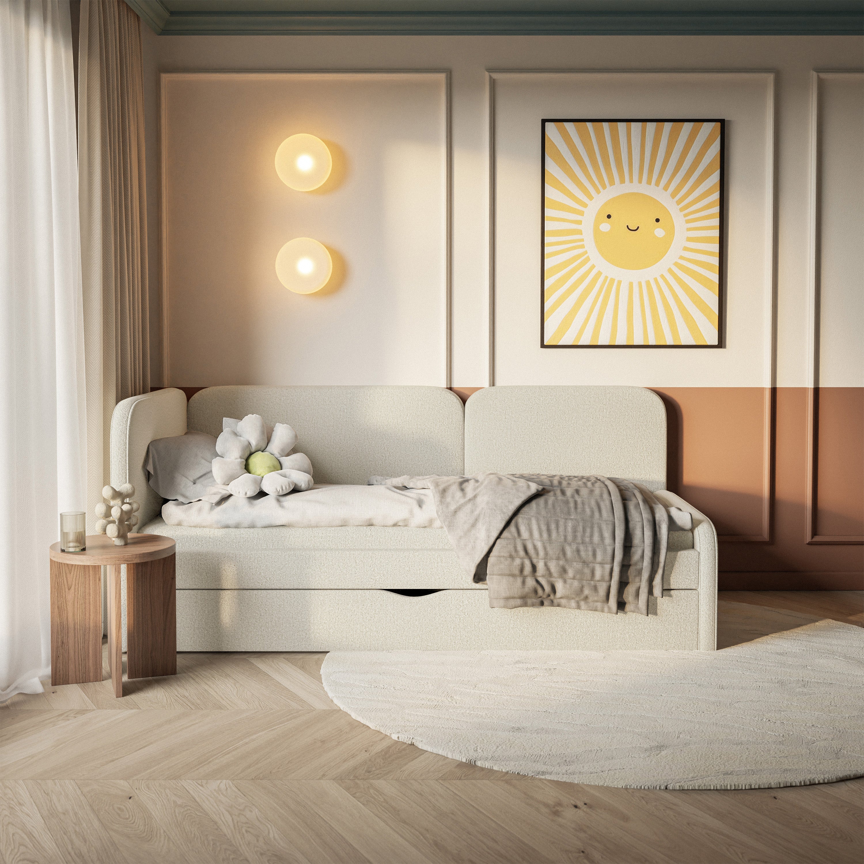 selsey-cuddy-jugendbett-90x200-cm-links-mit-matratze-und-stauraum-hellbeige-jers image 3