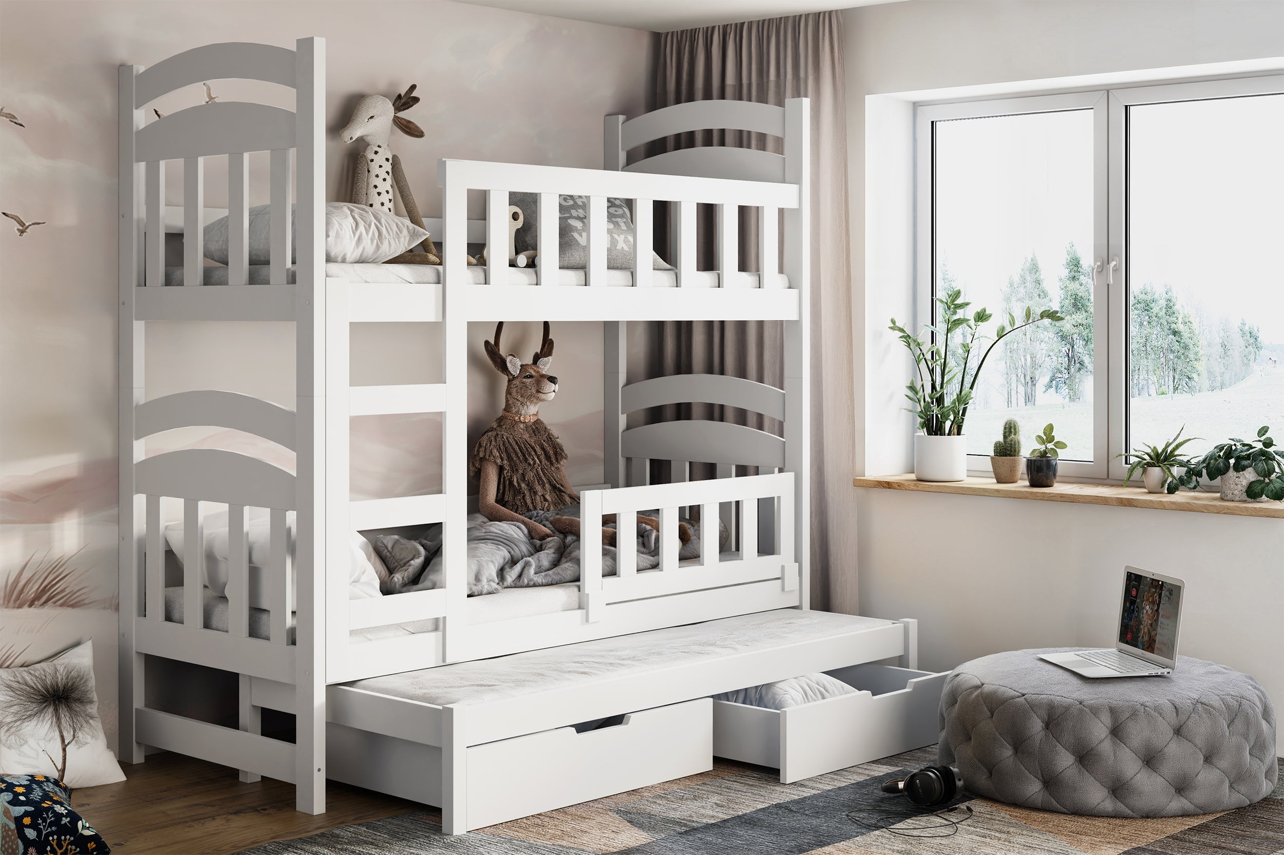 selsey-dopio-etagenbett-75x180-cm-f-r-drei-personen-mit-schubladen-wei image 3