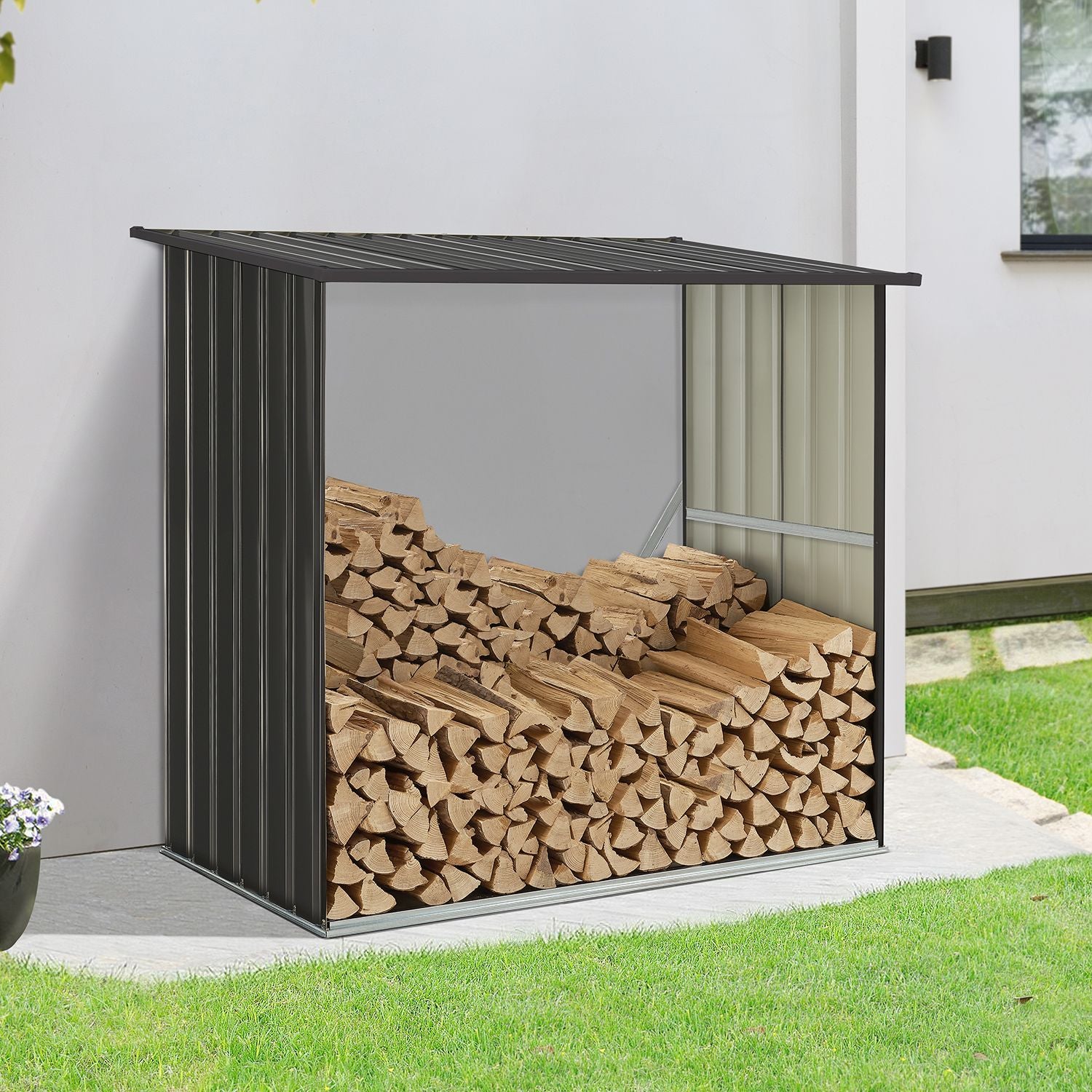 juskys-enno-holzunterstand-metall-aus-verzinktem-stahl-kaminholzregal image 2