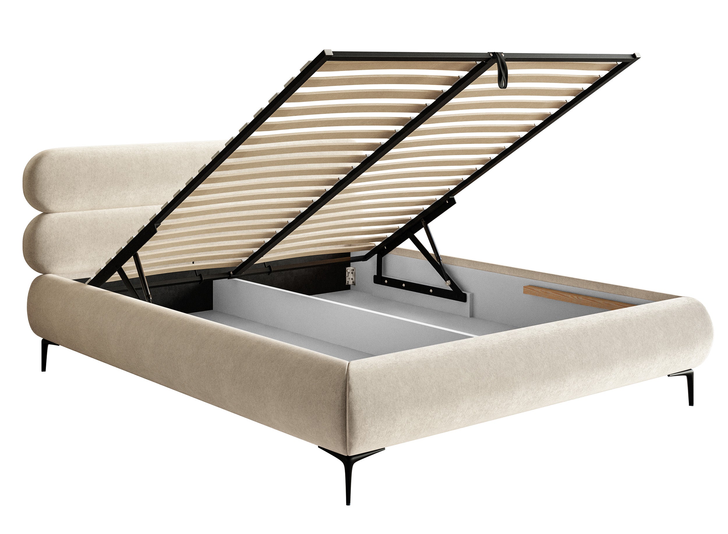 selsey-roule-polsterbett-140x200-cm-mit-stauraum-hellbeiger-samt-schwarze-beine-2 image 7