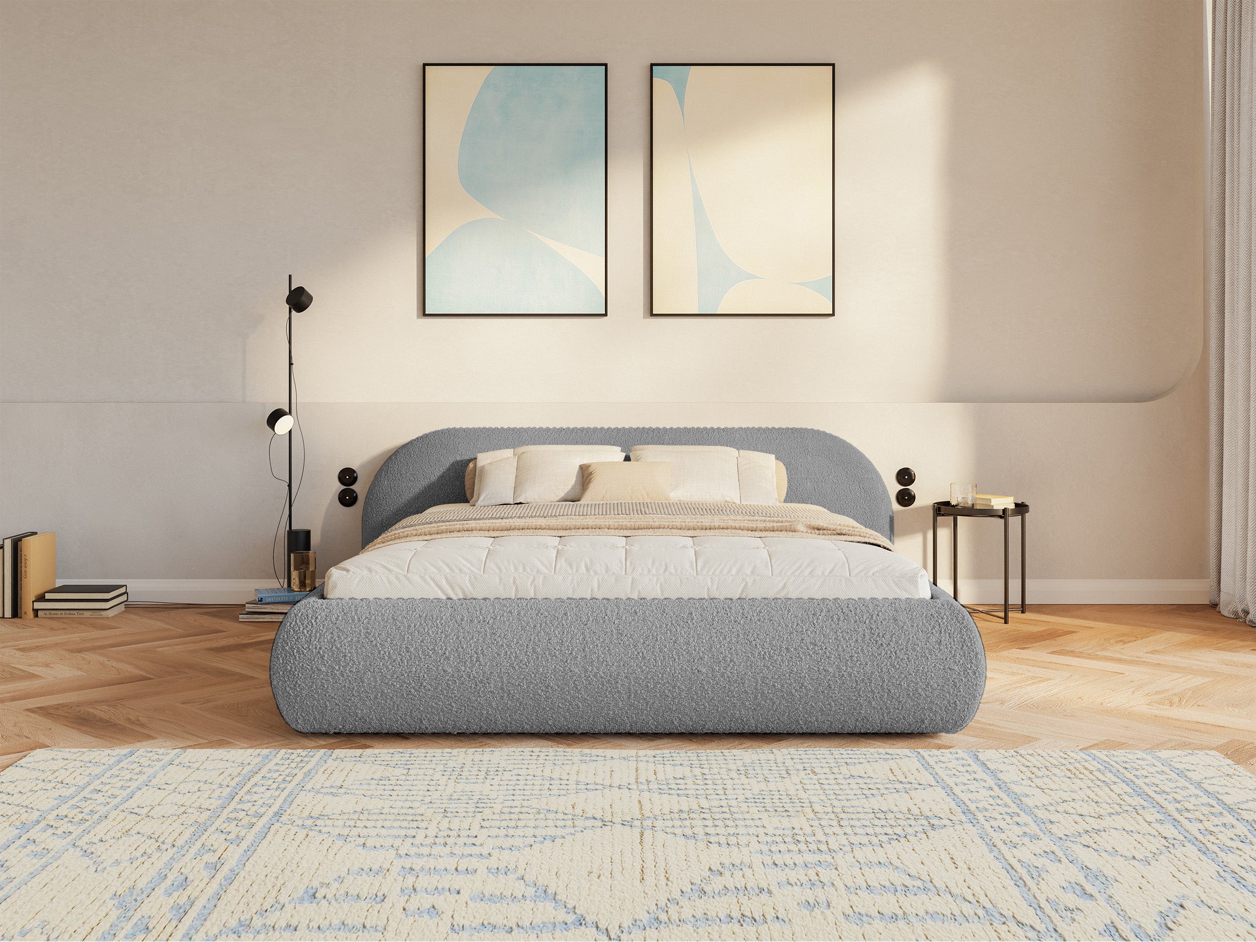 selsey-shels-low-polsterbett-180x200-cm-mit-stauraum-grauer-boucl-stoff image 4