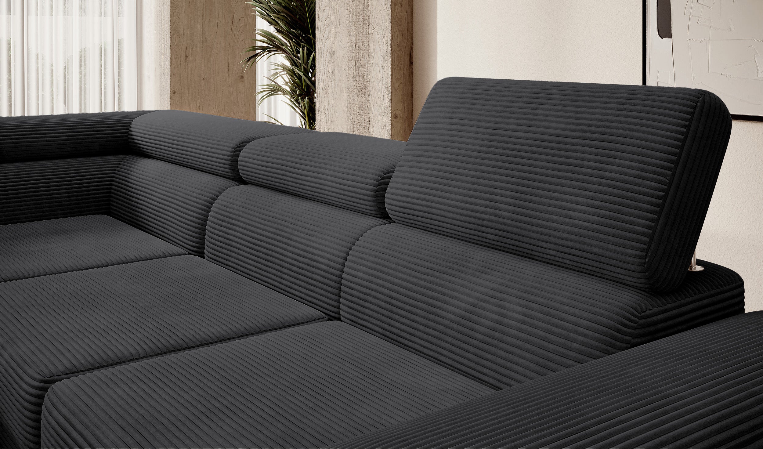 selsey-stevil-ecksofa-mit-schlaffunktion-l-form-links-schwarzer-cord-mit-staurau image 5
