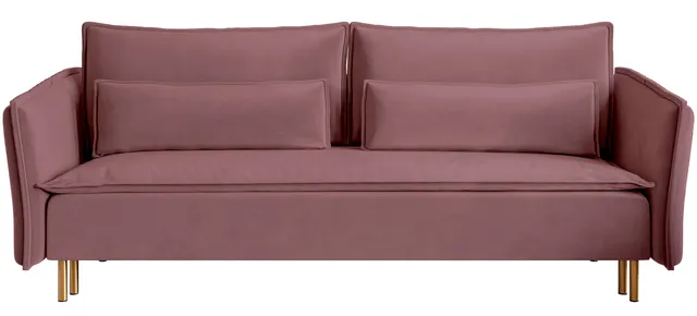 selsey-ummo-dreisitziges-schlafsofa-mit-stauraum-rosa-velours-goldbeine image 1