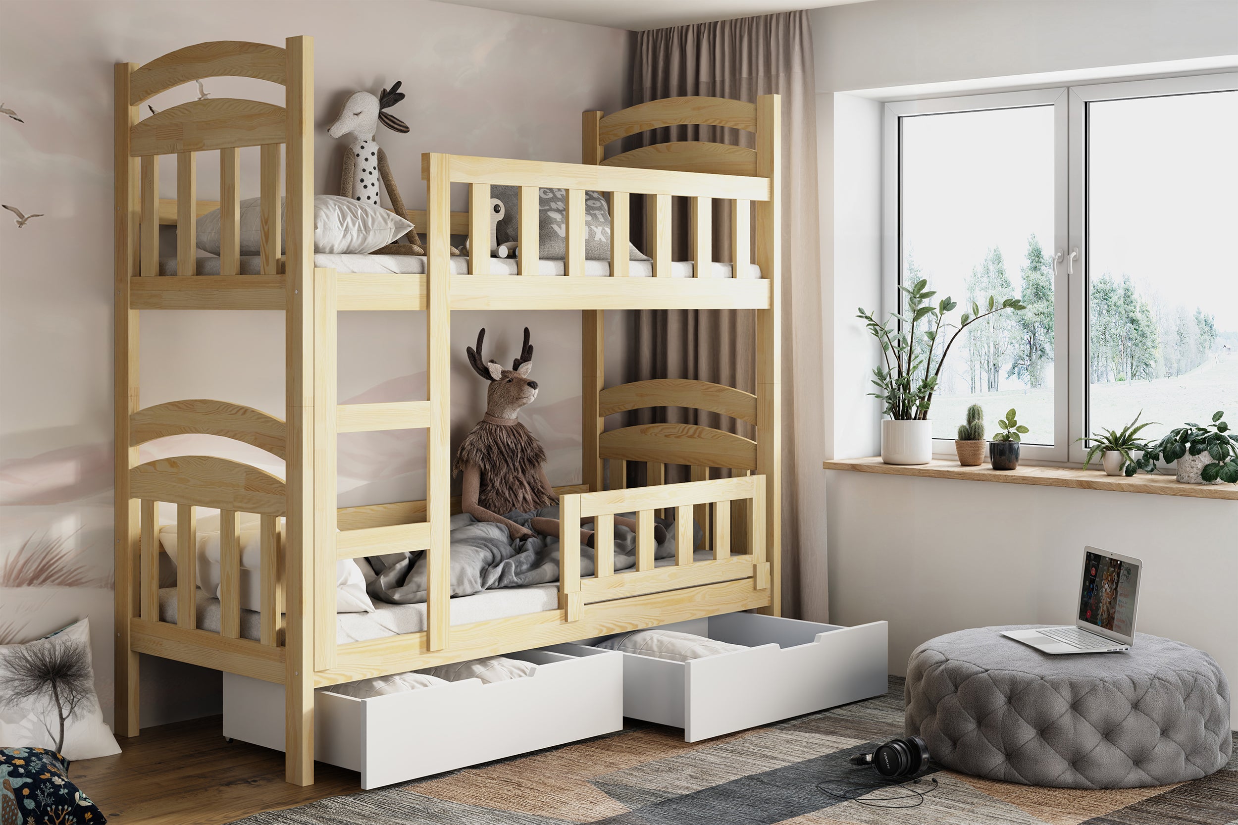 selsey-dopio-etagenbett-90x200-cm-kiefer-mit-matratzen-und-schubladen image 3