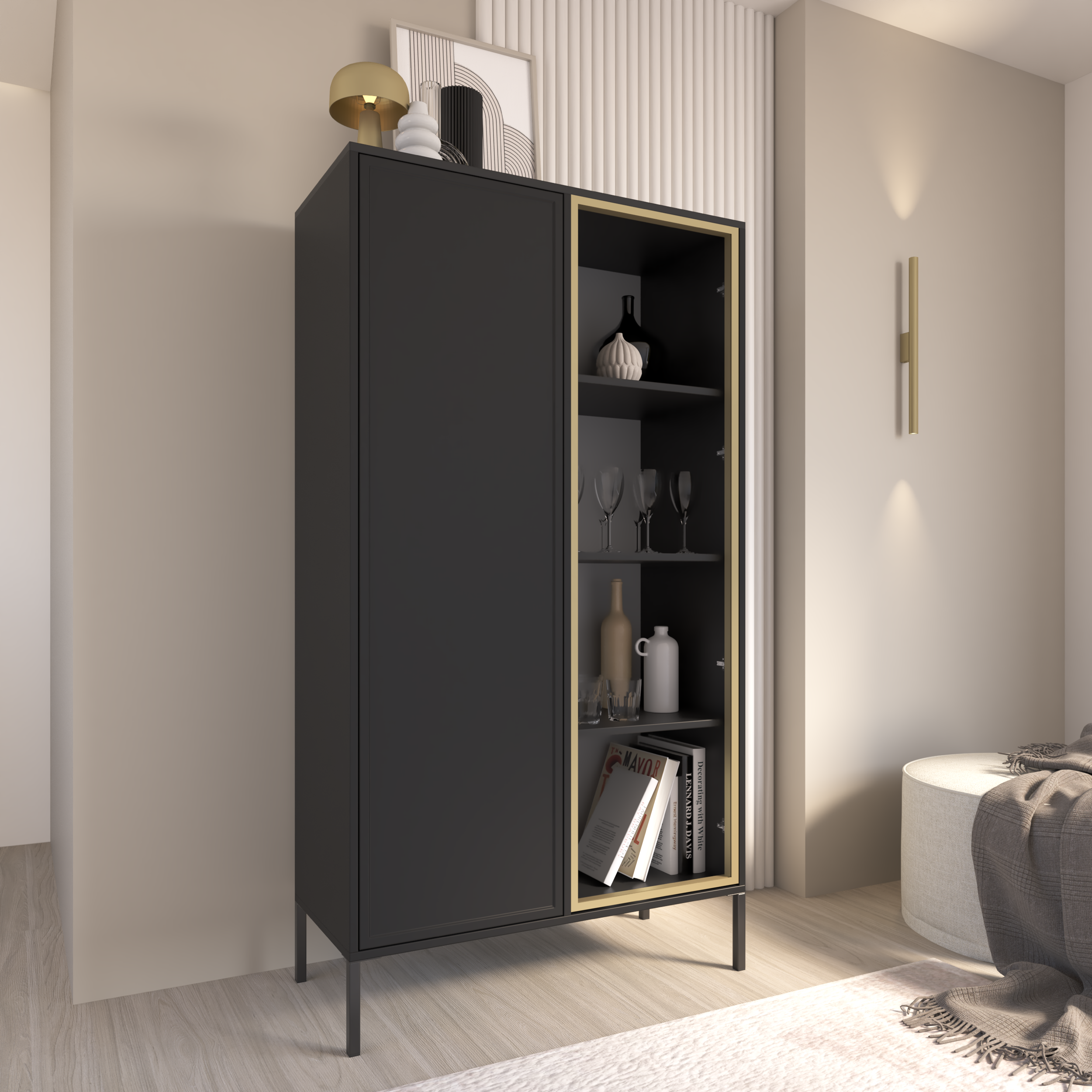 selsey-velveto-vitrinenschrank-90-cm-zweifl-gelig-mit-glast-r-schwarz image 5