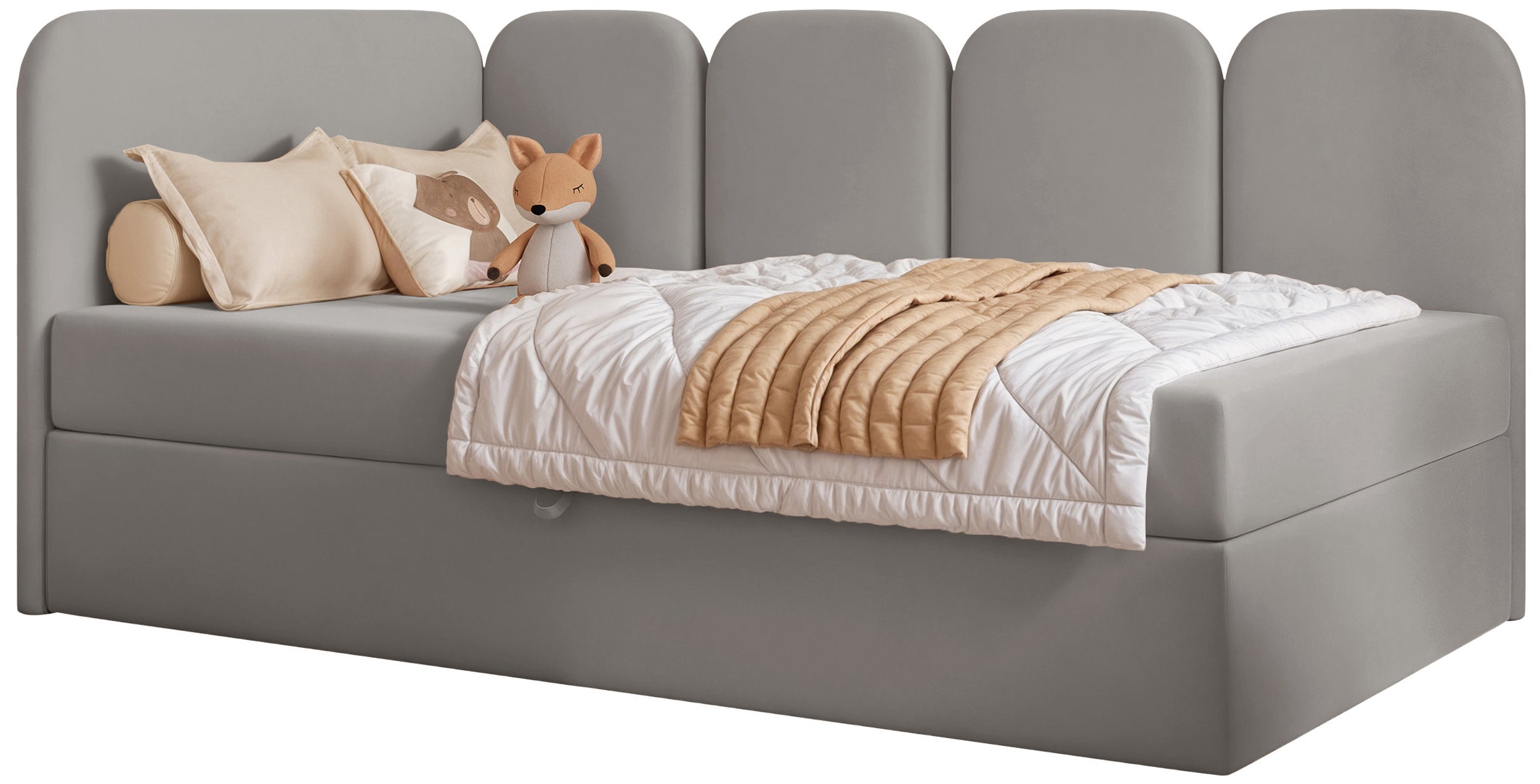 selsey-nubini-jugendbett-90x200-cm-links-mit-stauraum-grau-velours-wasserabweise image 1