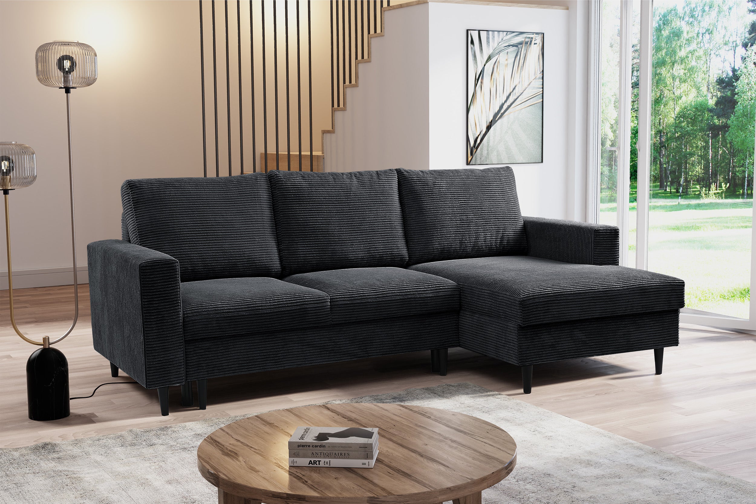 selsey-nalika-ecksofa-l-f-rmig-mit-schlaffunktion-und-stauraum-dunkelgrauer-cord image 2