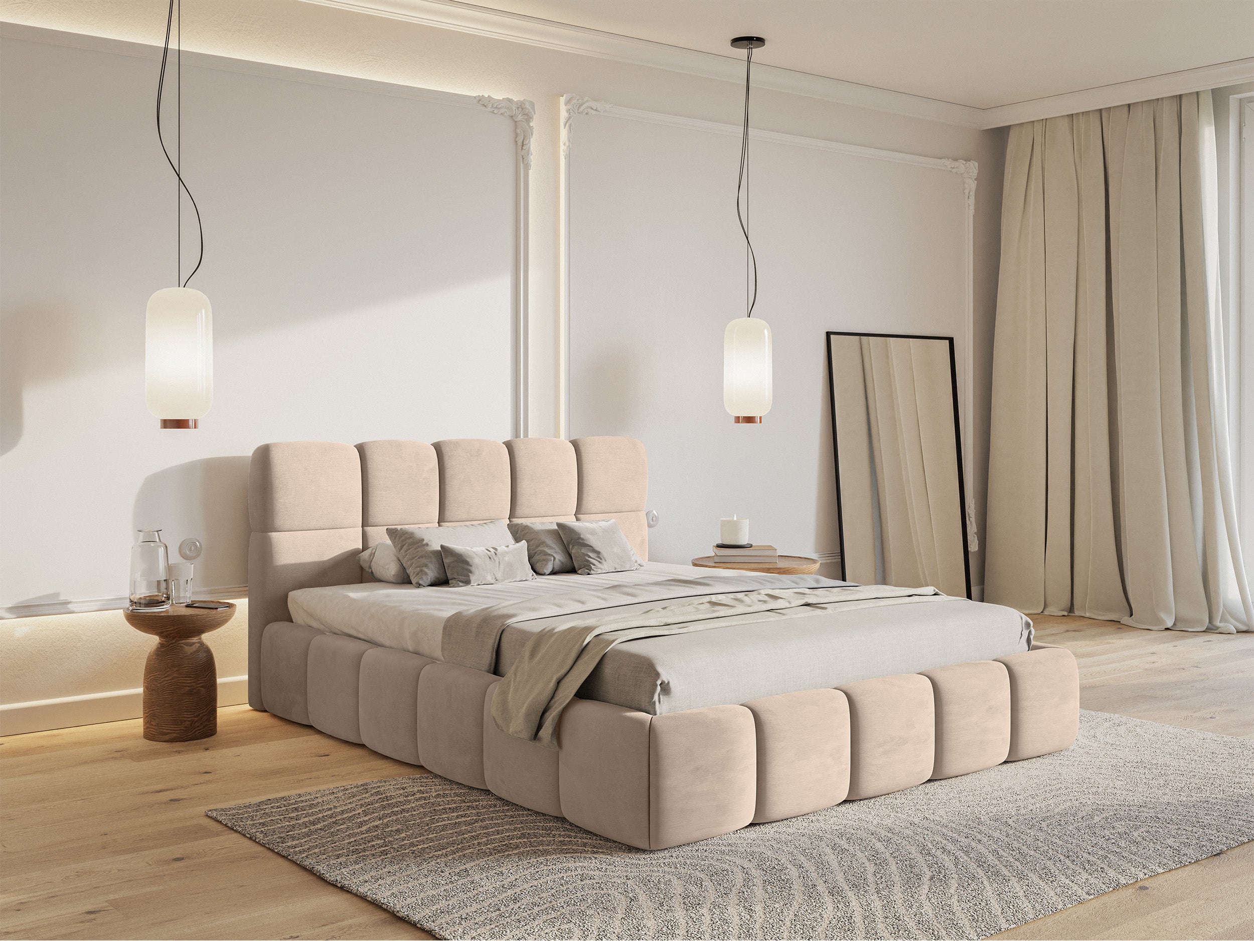 selsey-cloudy-polsterbett-120x200-cm-mit-stauraum-metallrahmen-beige-samt image 2