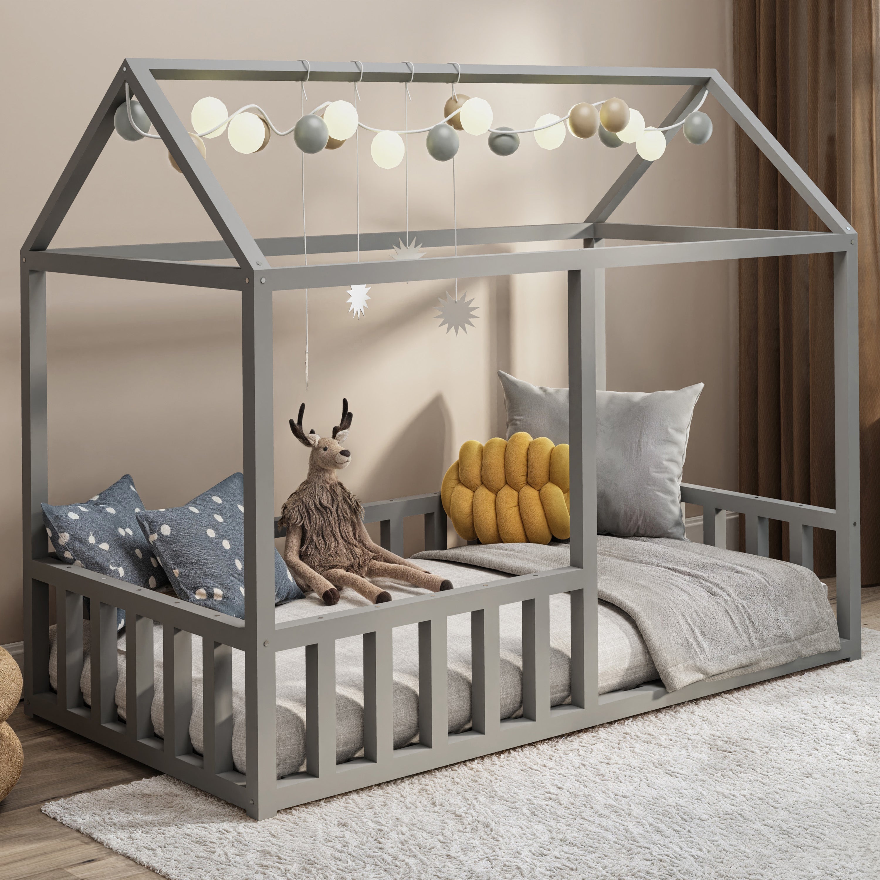 selsey-vistena-hausbett-75x160-cm-mit-matratze-grau image 2