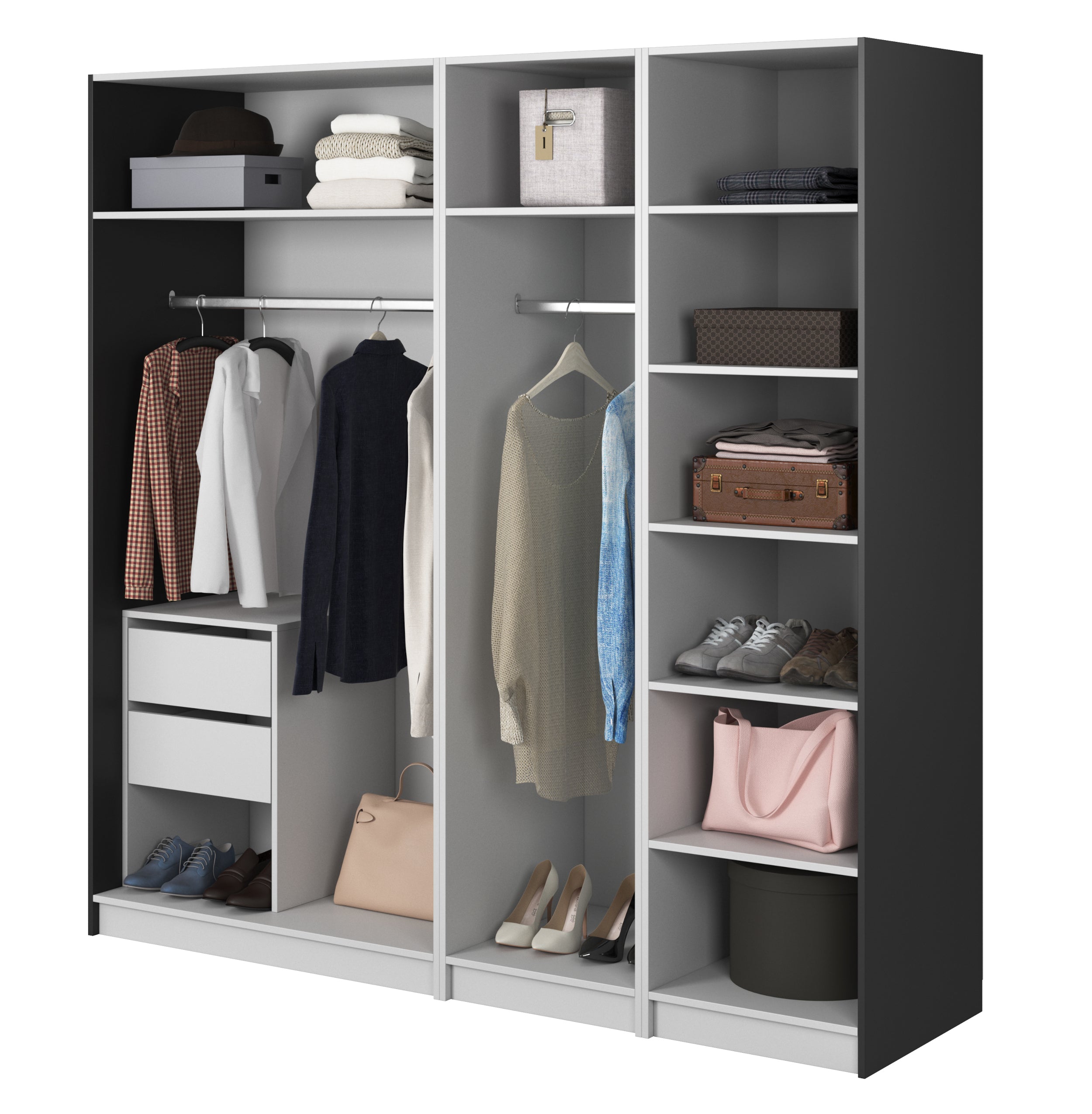 selsey-moonir-viert-riger-kleiderschrank-200-cm-schwarz-mit-stangen-regalen-cont image 3