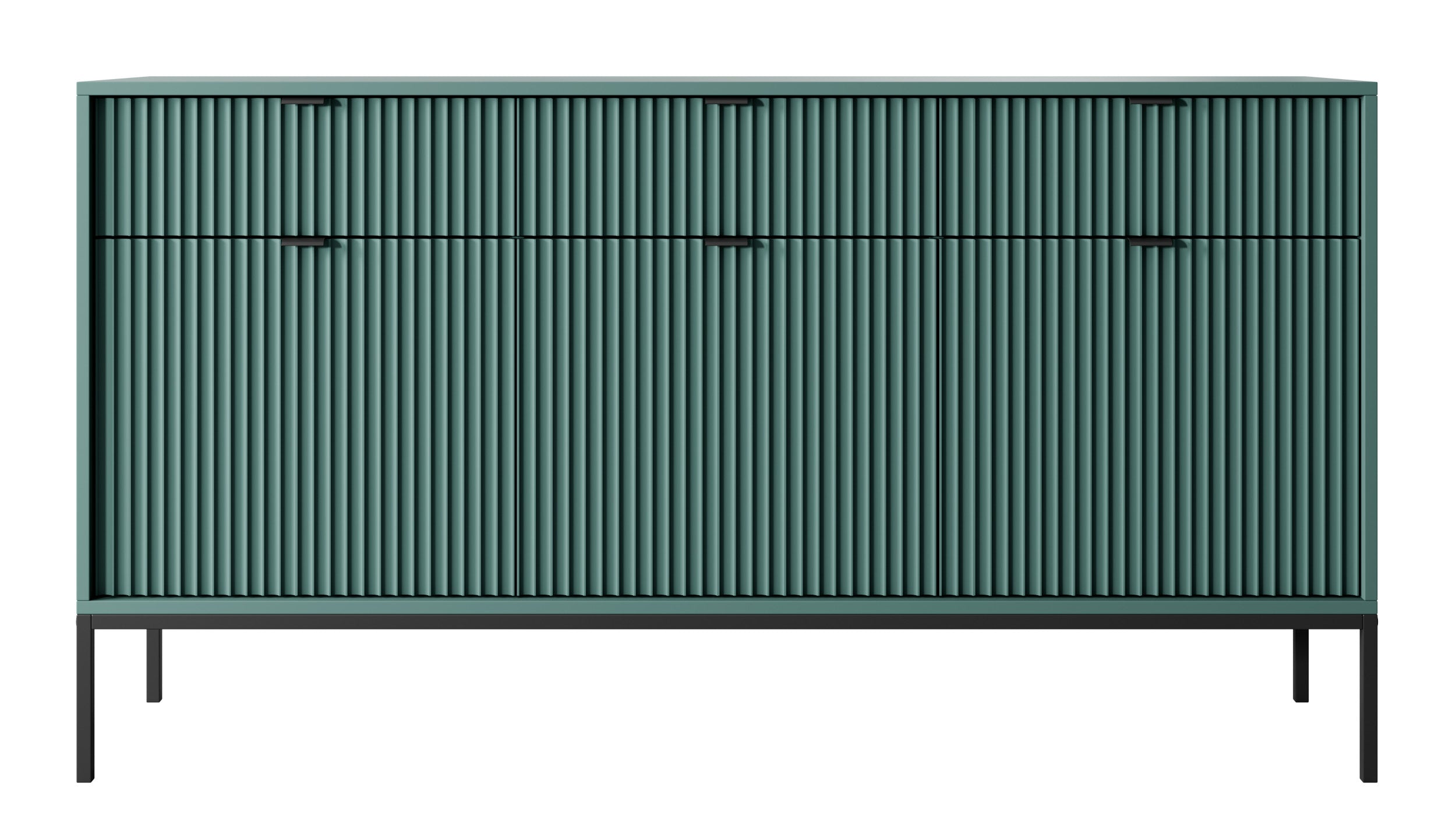 selsey-vellore-dreht-r-kommode-154-cm-gr-n-mit-rillenfronten-schwarzen-griffen image 3