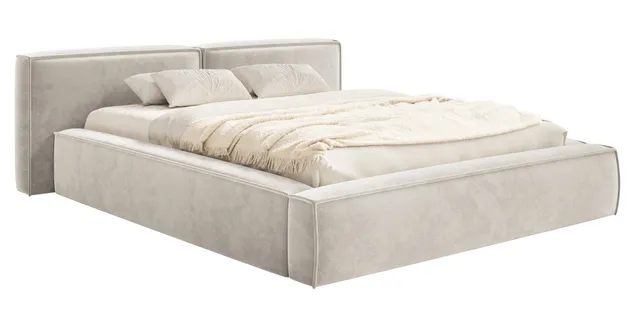 selsey-tilves-low-gepolstertes-bett-160x200-cm-mit-stauraum-grau-beiger-samt-met image 1