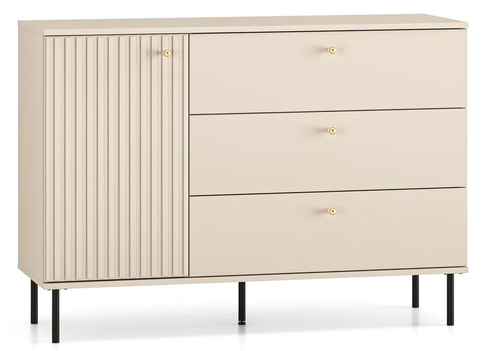selsey-caletto-kommode-120-cm-mit-drei-schubladen-und-lamellen-beige image 1
