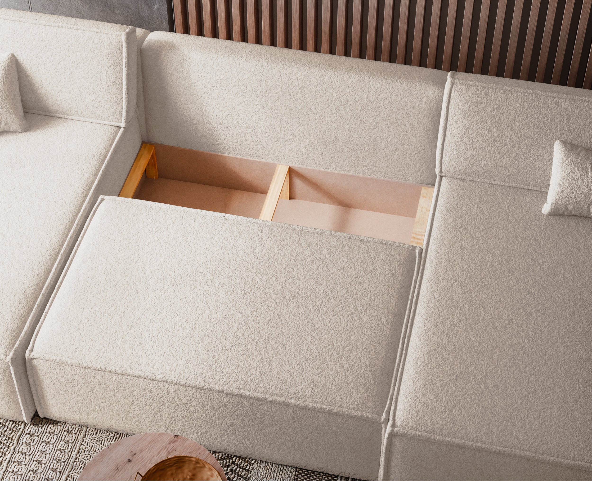 selsey-scarlo-u-ecksofa-mit-schlaffunktion-universell-creme-boucl-mit-stauraum image 4