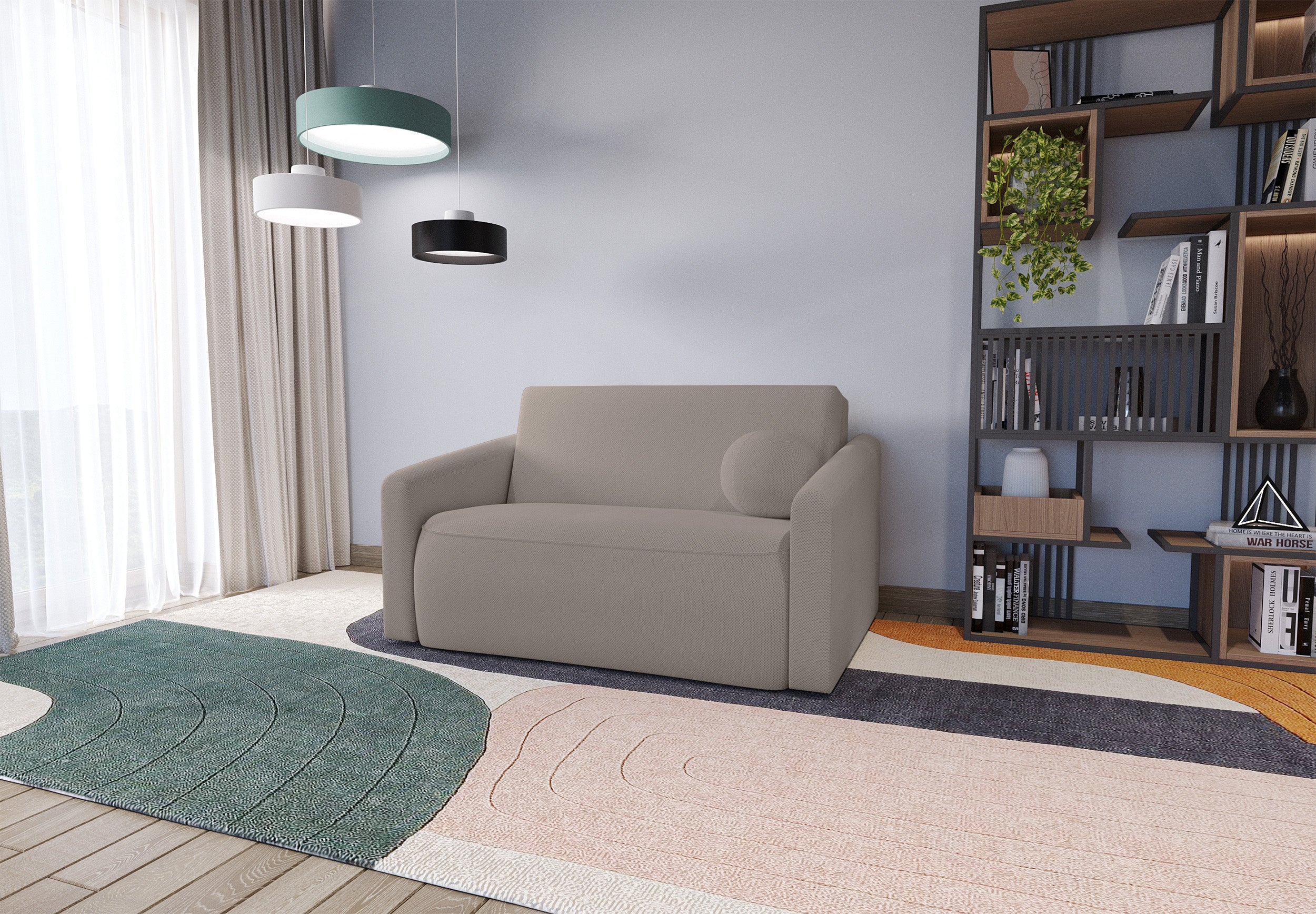 selsey-poppino-zweisitziges-ausklappbares-sofa-mit-stauraum-grau-beige-hydrophob image 2