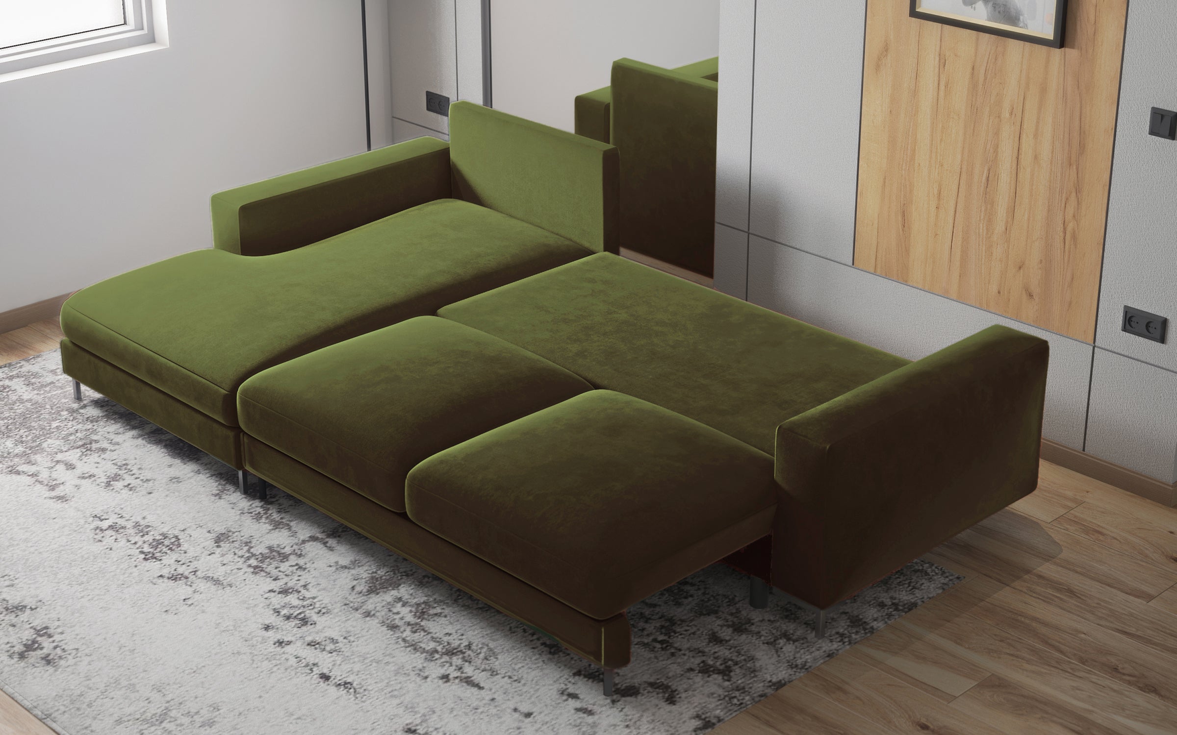 selsey-mokpeo-ecksofa-l-links-mit-schlaffunktion-olivfarbener-samt-2-stauraumf-c image 4