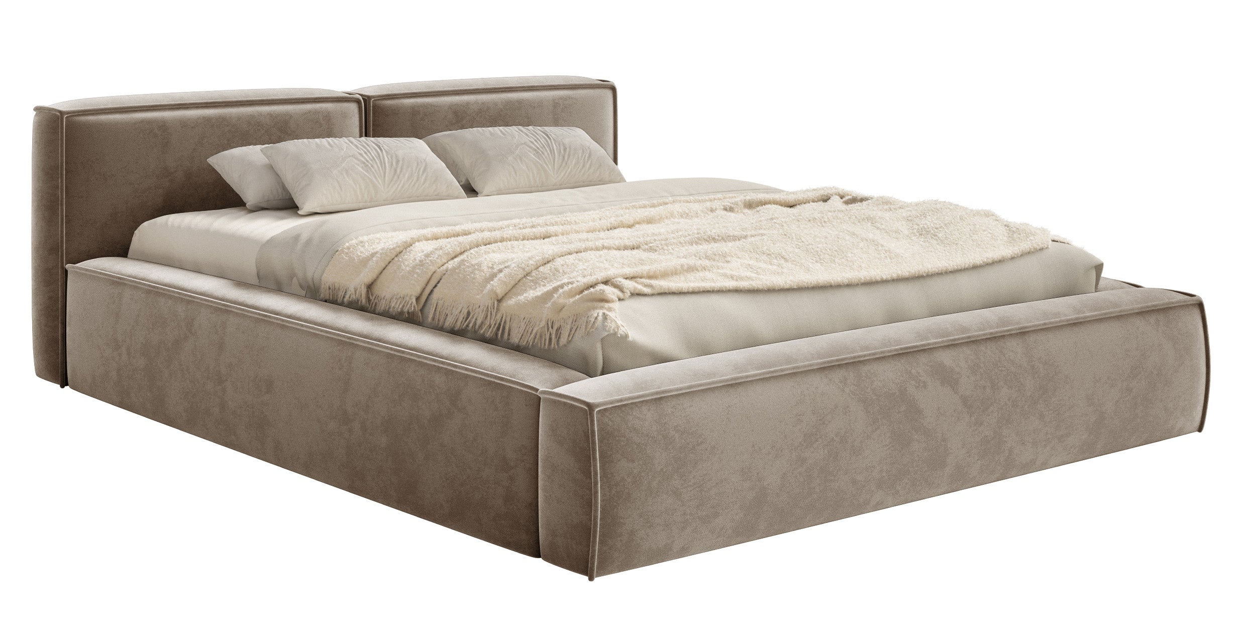 selsey-tilves-slim-low-polsterbett-140x200-cm-mit-stauraum-hellbrauner-samt-meta image 1