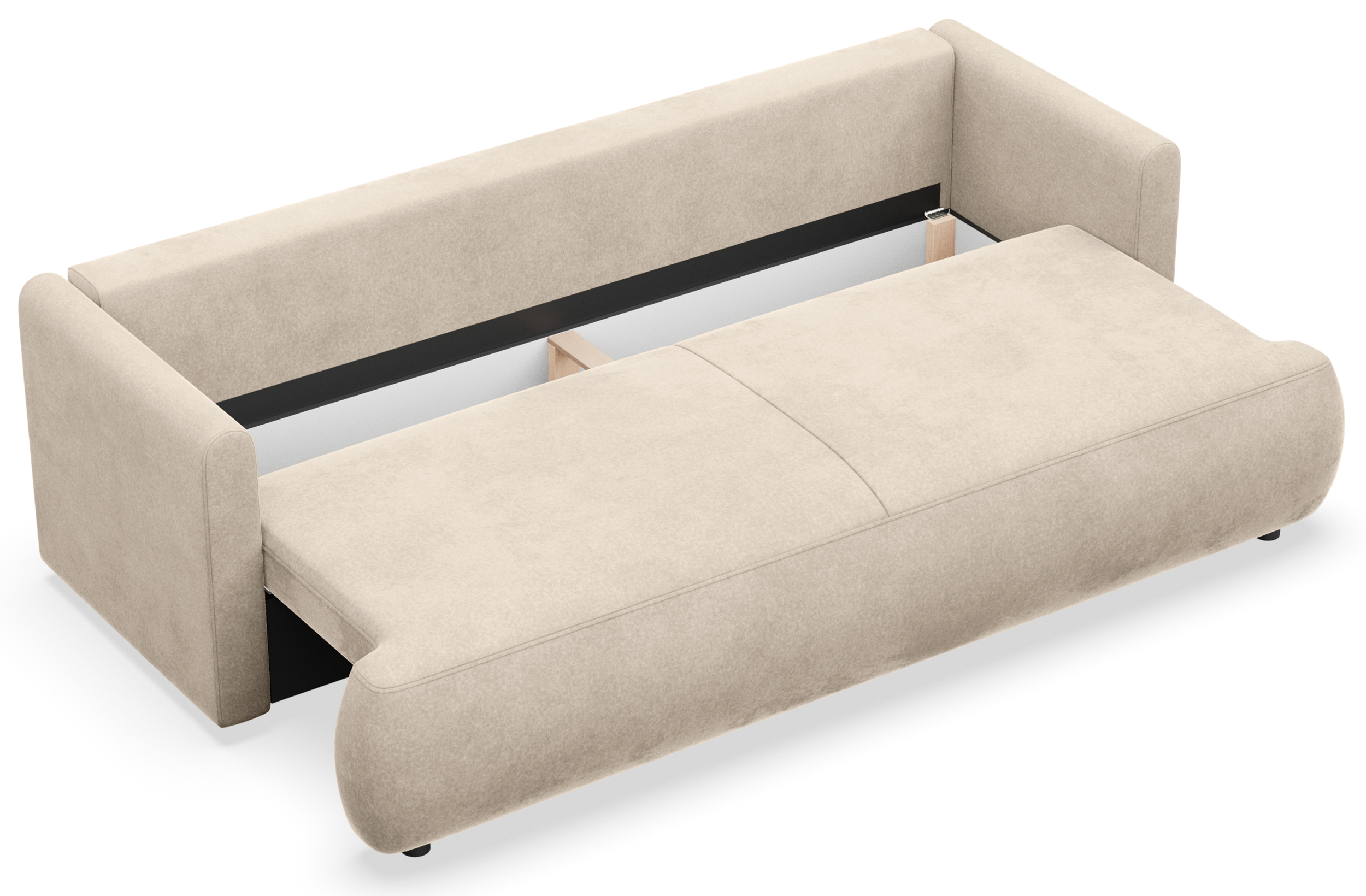 selsey-ovo-mini-drei-sitzer-schlafsofa-mit-stauraum-hellbeiger-samt image 3
