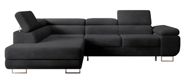 selsey-stevil-ecksofa-mit-schlaffunktion-l-form-links-schwarzer-cord-mit-staurau image 1