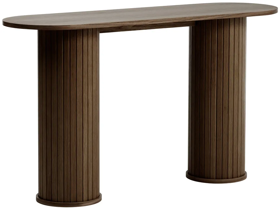 selsey-gativel-konsole-130-cm-mit-lamellen-gebrannter-eichenholzton image 1