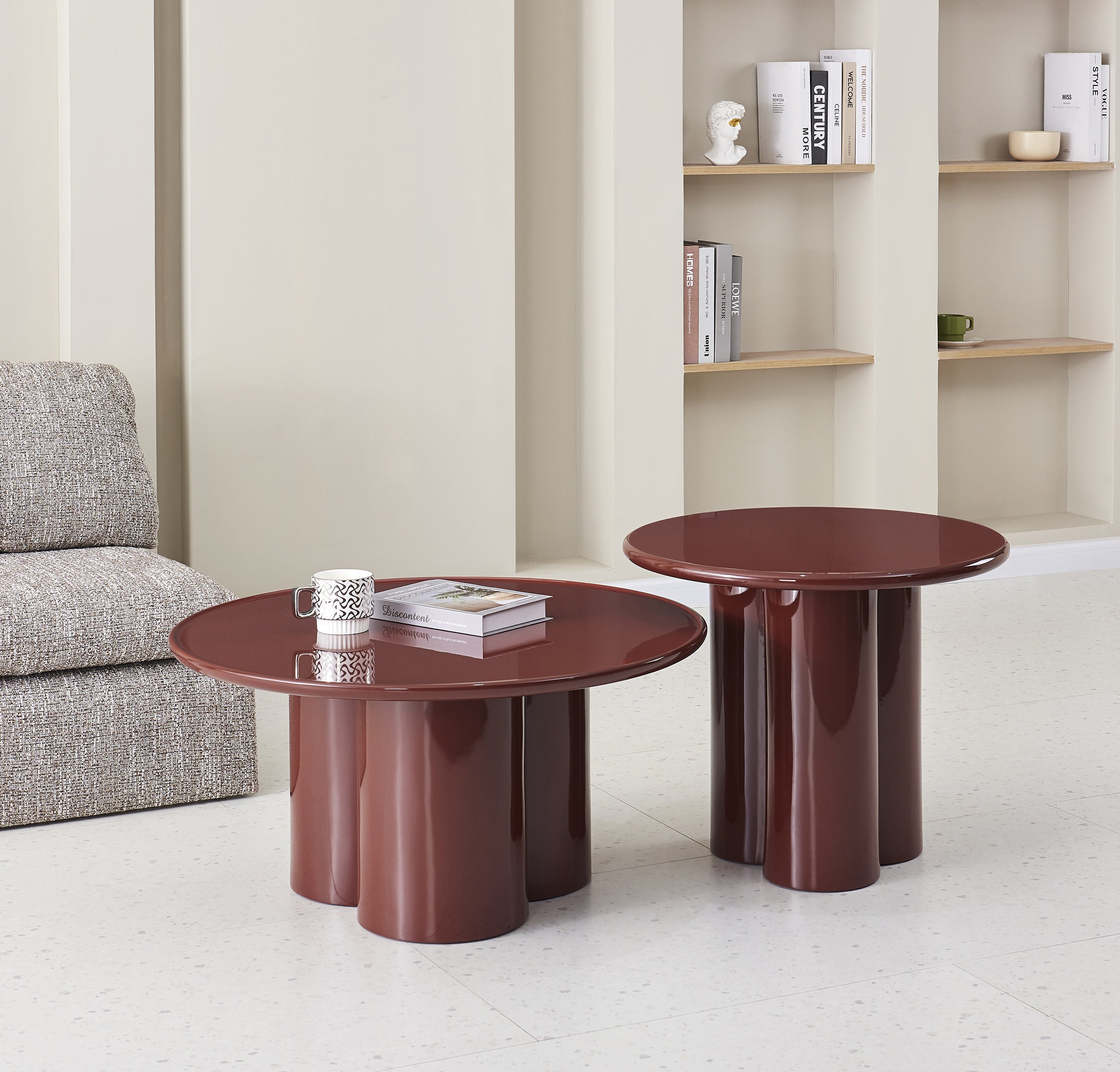 selsey-roulness-runder-couchtisch-80-cm-bordeaux-hochglanz image 3