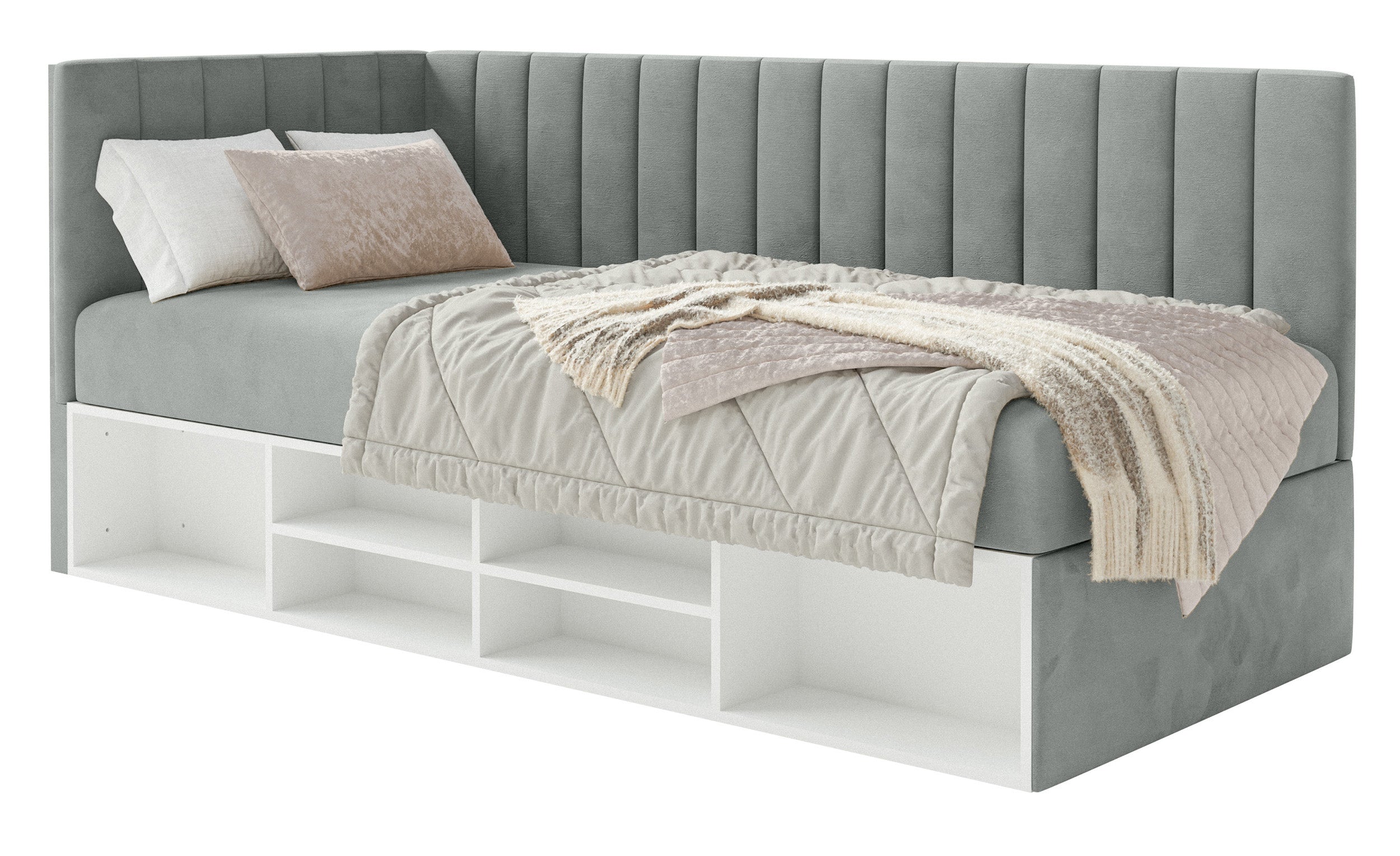 selsey-ventrio-jugendbett-90x200-cm-links-mit-stauraum-und-regal-grauer-velours image 4
