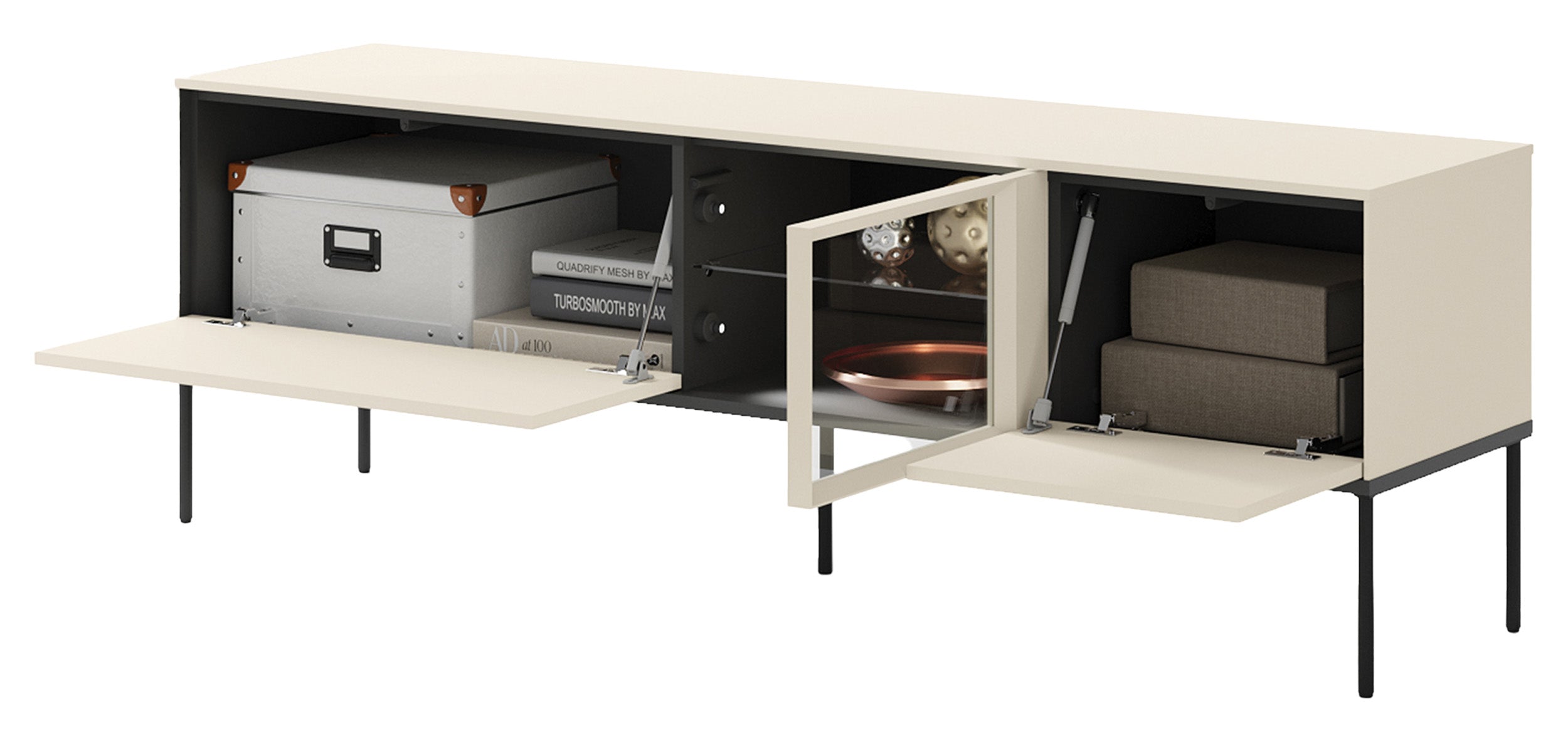 selsey-bellezo-tv-schrank-mit-led-vitrine-166-cm-cremefarben image 6