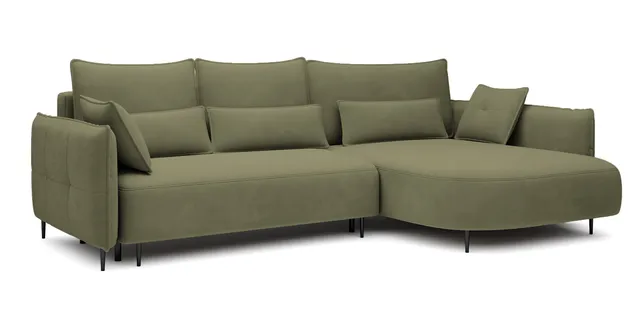 selsey-oblivio-ecksofa-mit-schlaffunktion-rechts-olivgr-ner-samt image 1