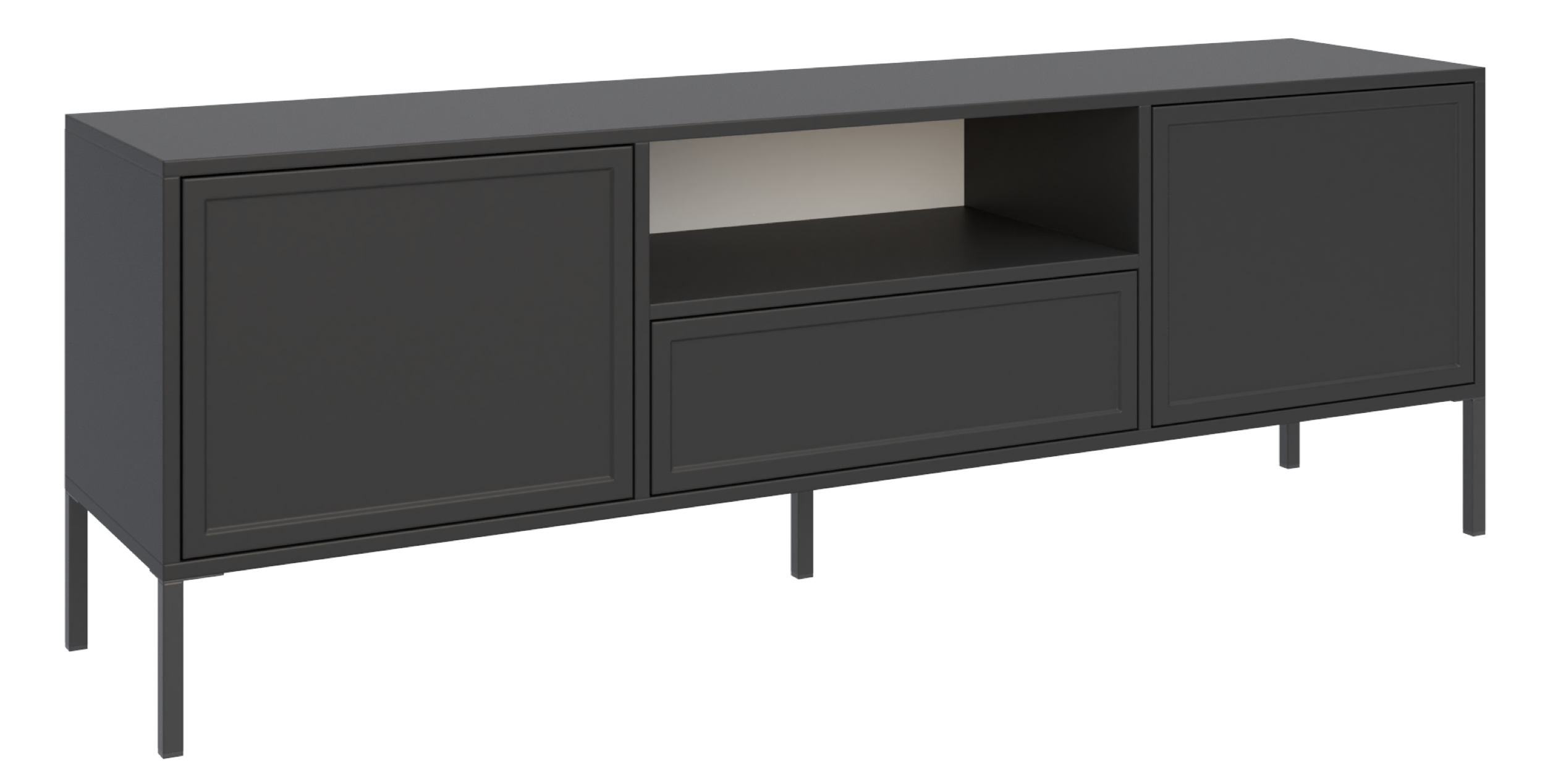 selsey-velveto-tv-schrank-160-cm-zweit-rig-mit-schublade-und-nische-schwarz image 1