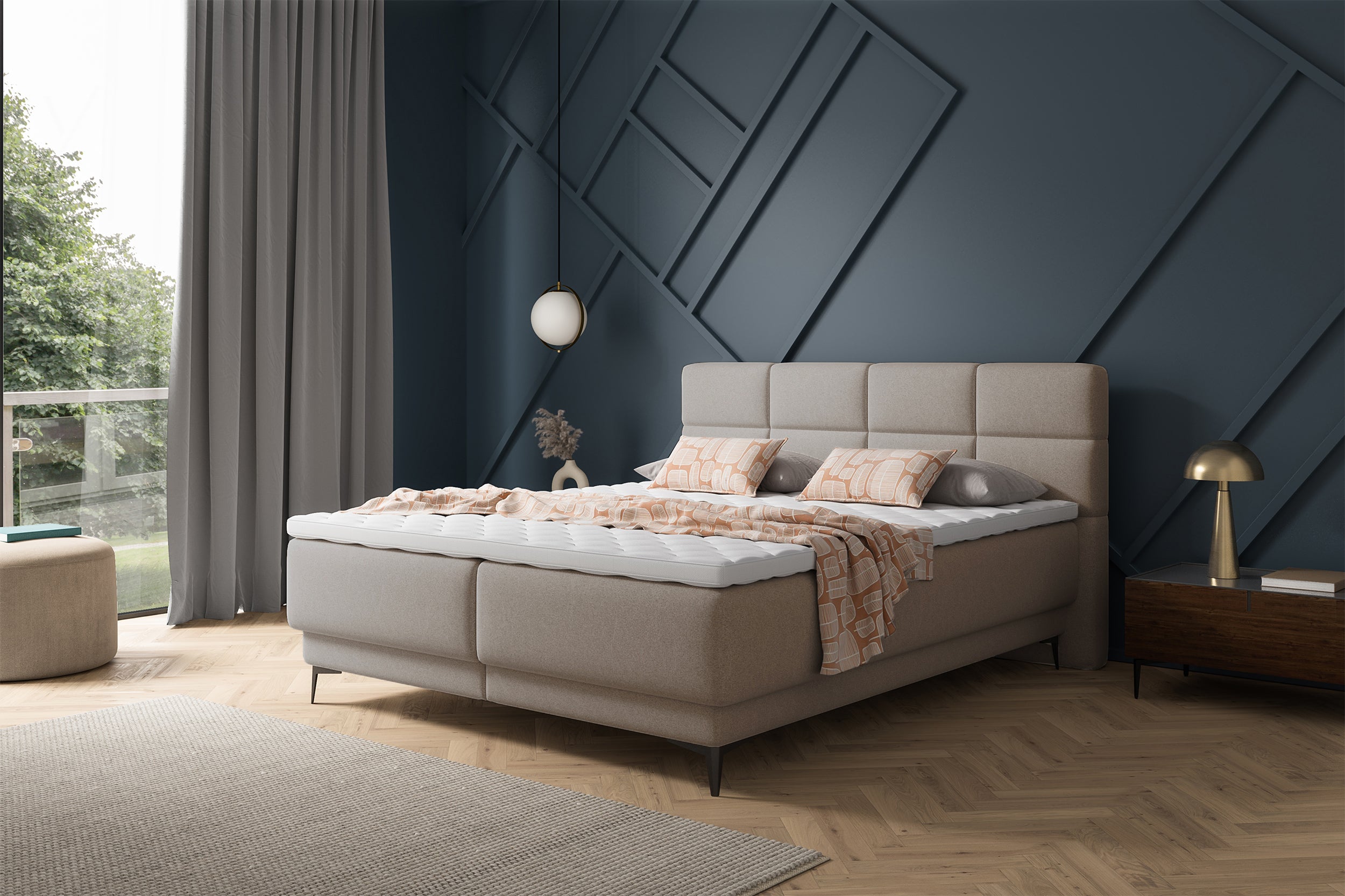selsey-rektango-kontinentalbett-140x200-cm-mit-stauraum-und-topper-beiger-samt image 3