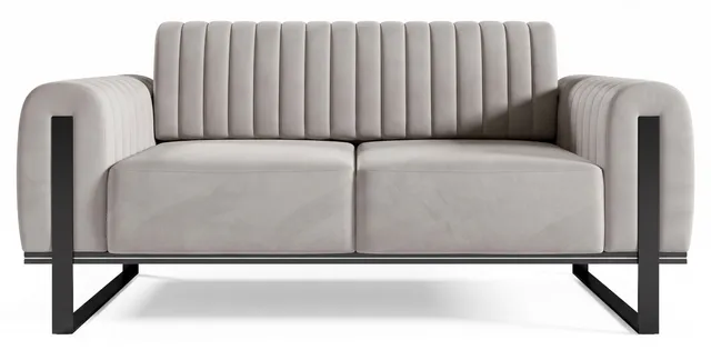 selsey-parissa-zweisitziges-sofa-hellgrauer-samt-schwarze-beine image 1