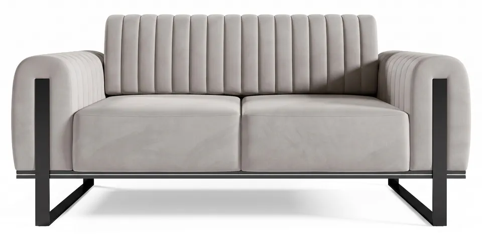 selsey-parissa-zweisitziges-sofa-hellgrauer-samt-schwarze-beine image 1