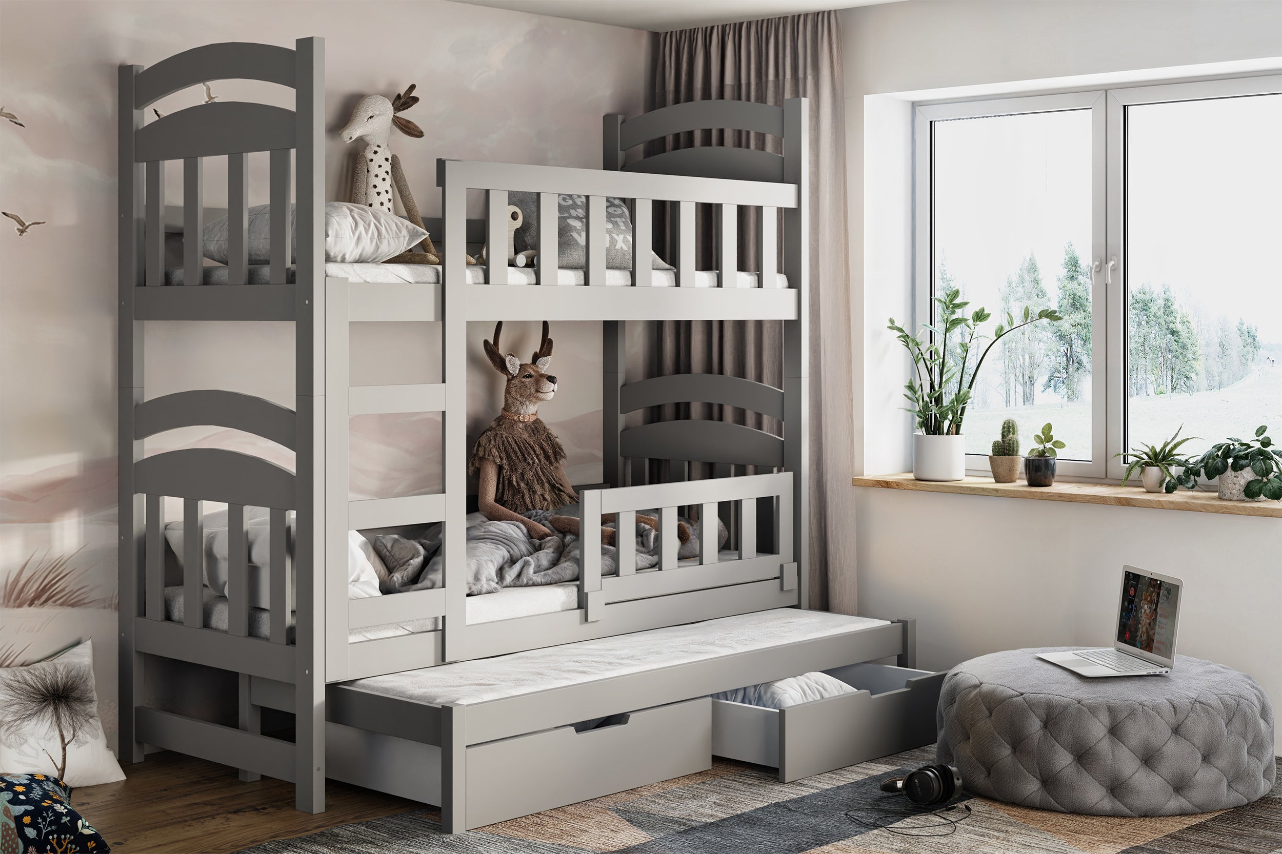 selsey-dopio-etagenbett-75x180-cm-f-r-3-personen-grau-mit-schubladen image 3