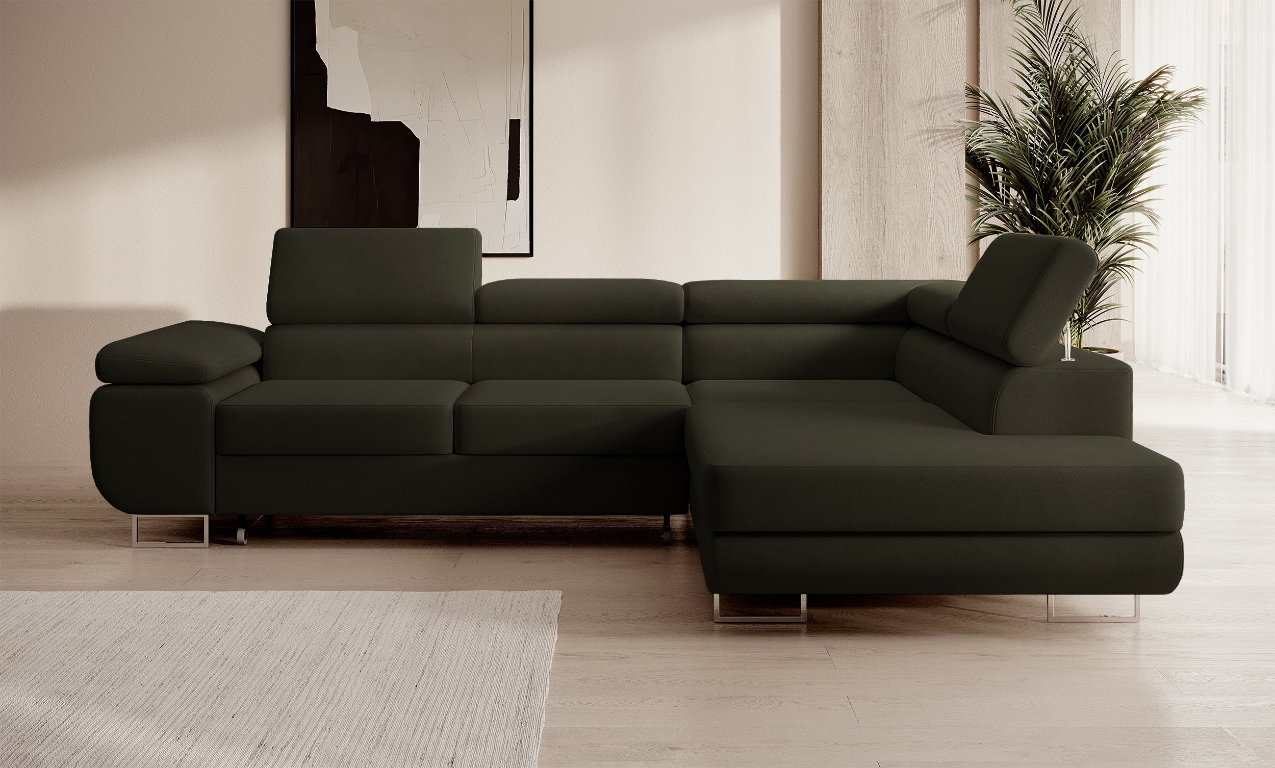 selsey-stevil-ecksofa-mit-schlaffunktion-und-stauraum-l-form-olivgr-ner-samt-rec image 5