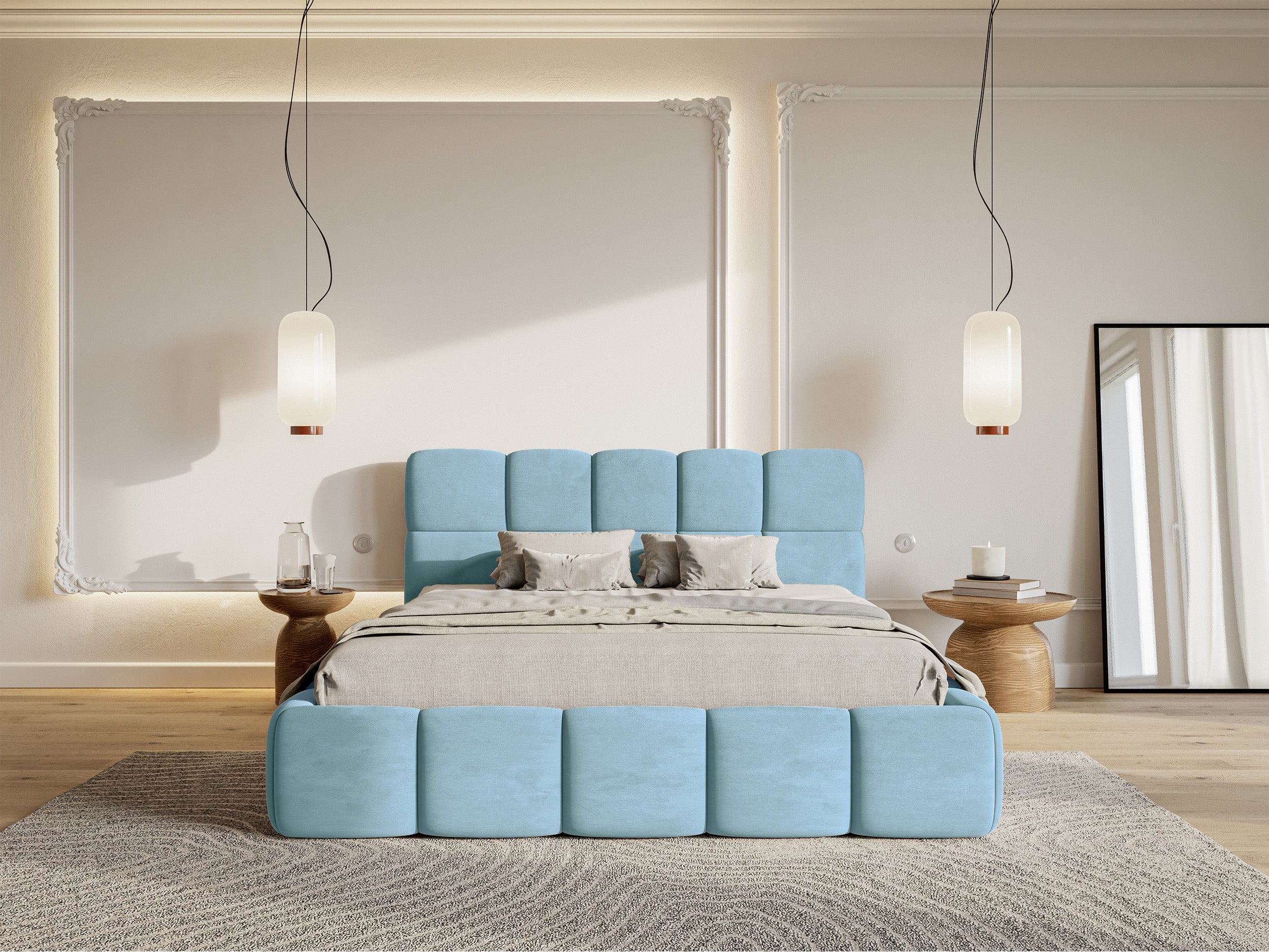 selsey-cloudy-polsterbett-120x200-cm-mit-stauraum-metallrahmen-hellblauer-velour image 4