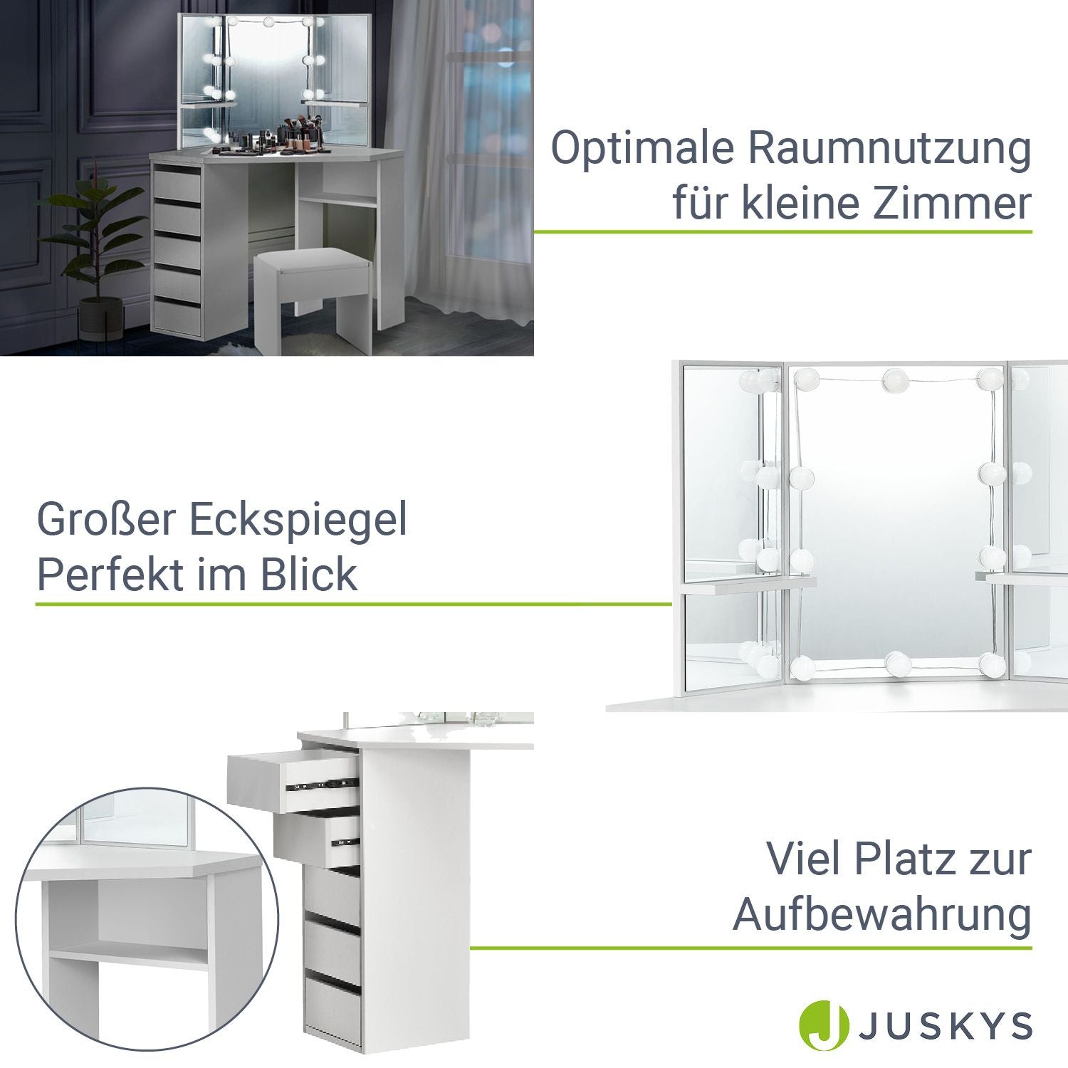 juskys-nova-schminktisch-mit-hocker-melly-eck-kosmetiktisch-mit-led-spiegel image 4