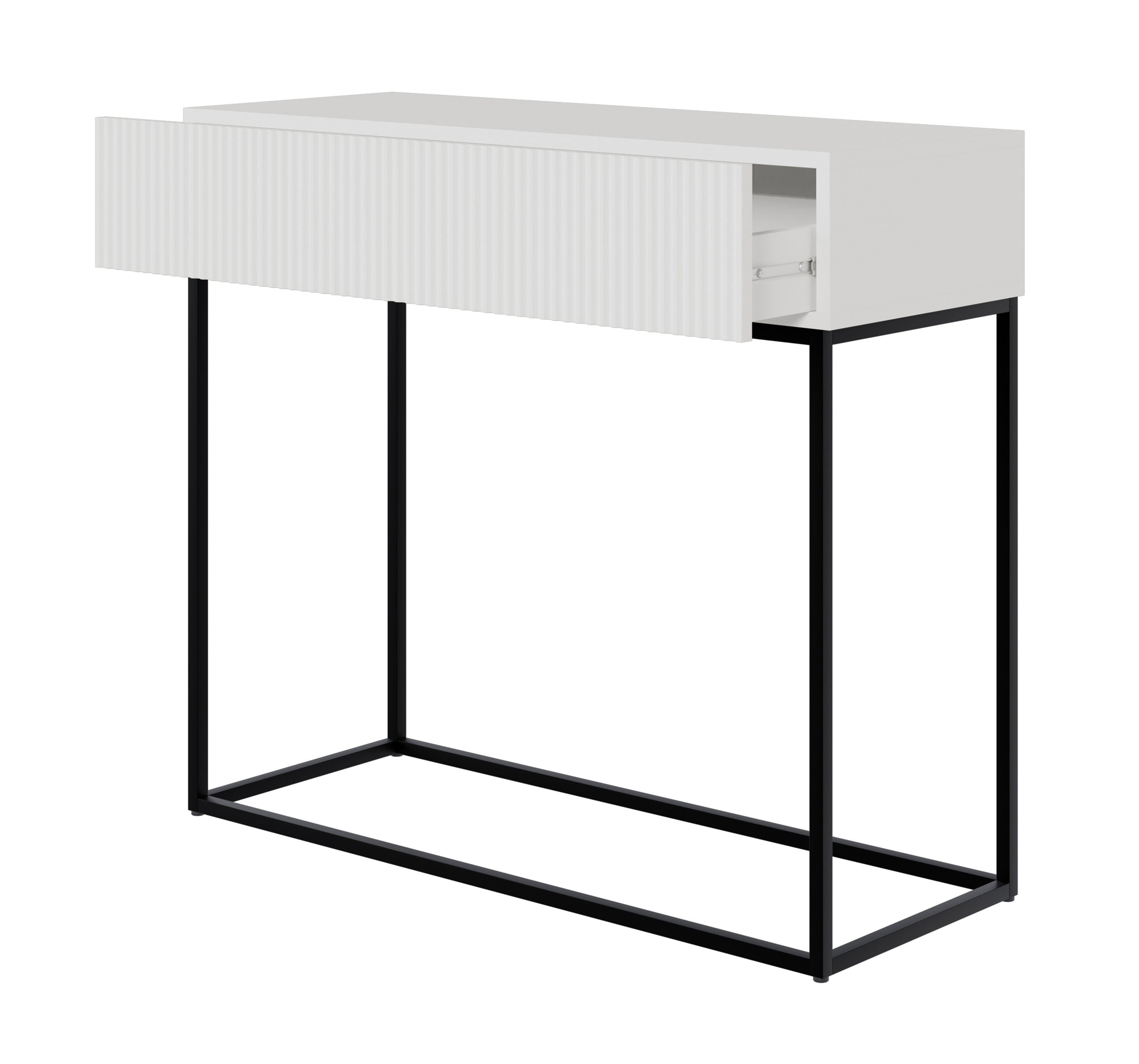 selsey-veldio-konsole-90-cm-mit-gefr-ster-front-und-schublade-wei-schwarz image 2