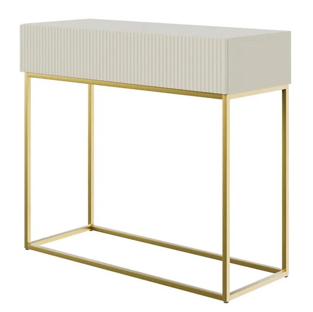selsey-veldio-konsole-90-cm-mit-schublade-und-gefr-ster-front-grau-beige-mit-gol image 1