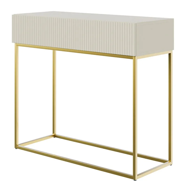 selsey-veldio-konsole-90-cm-mit-schublade-und-gefr-ster-front-grau-beige-mit-gol image 1