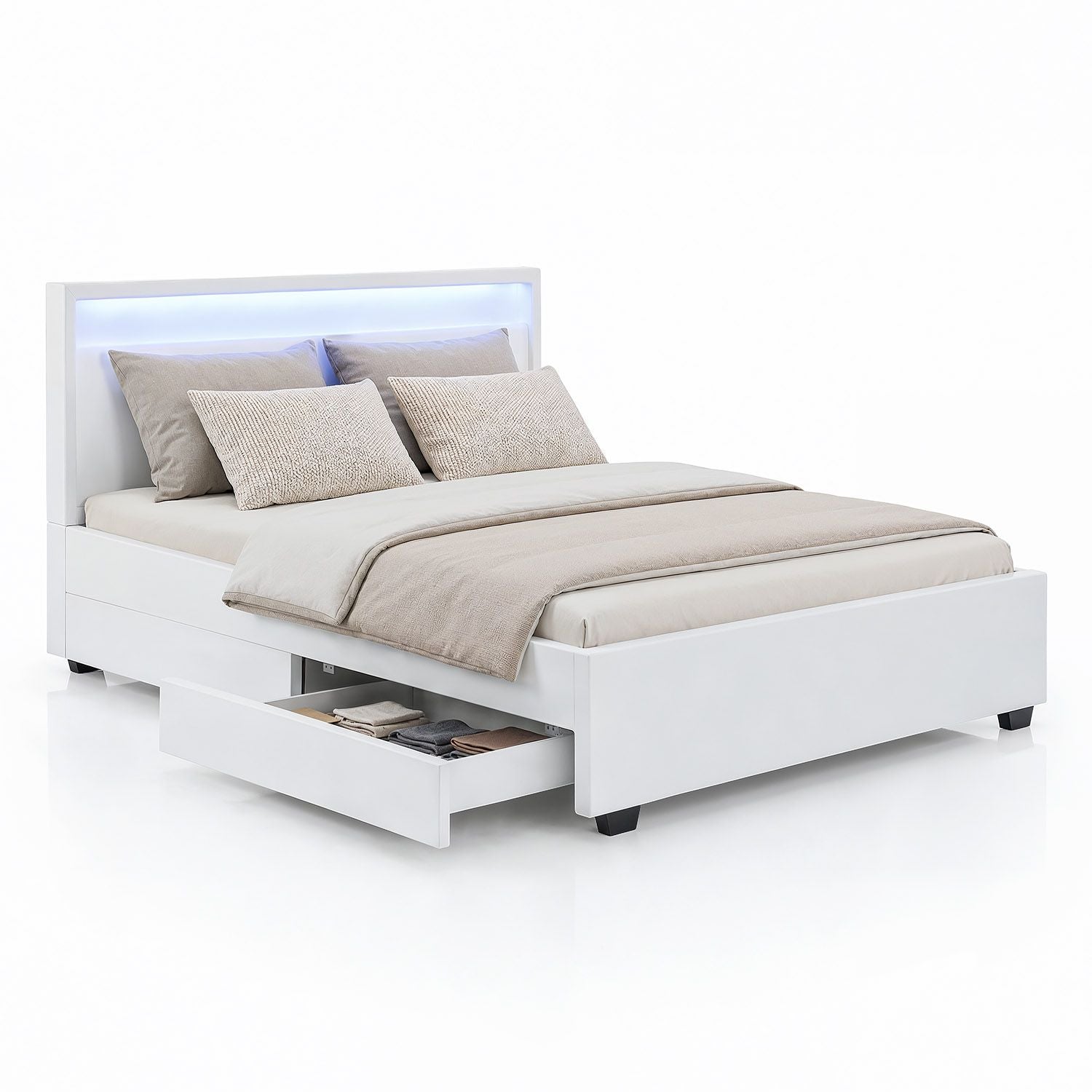 juskys-polsterbett-lyon-stauraumbett-mit-lattenrost-und-led-kopfteil image 1