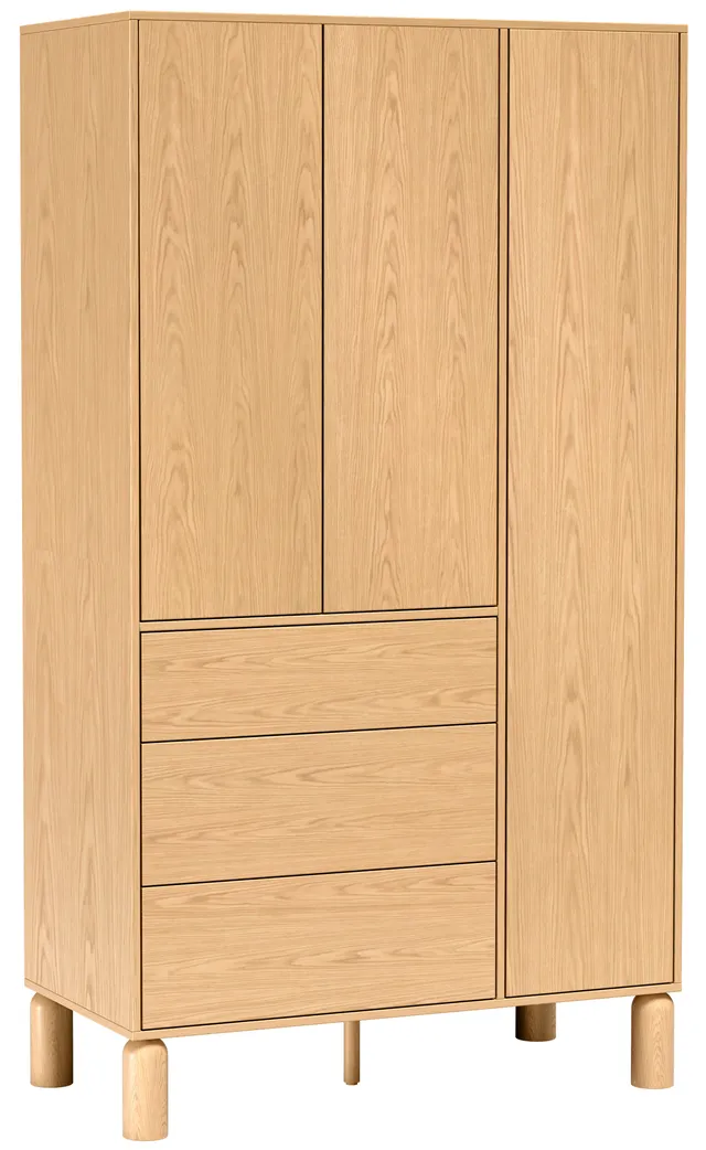 selsey-sanden-dreht-renschrank-110-cm-eiche-bookmatch-mit-3-schubladen image 1