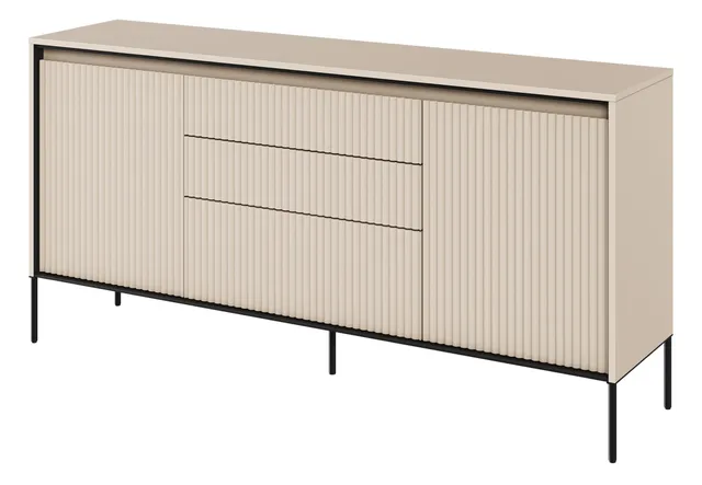 selsey-trend-166-cm-kommode-zweiteilig-mit-3-schubladen-und-led-beige image 1