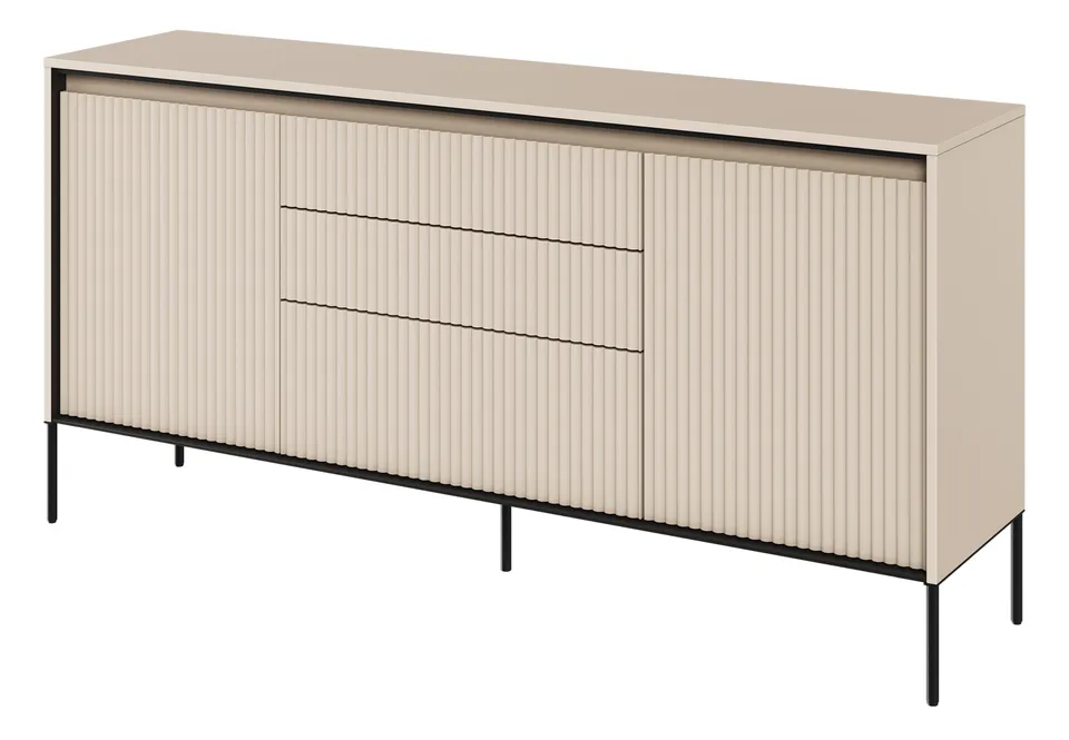 selsey-trend-166-cm-kommode-zweiteilig-mit-3-schubladen-und-led-beige image 1