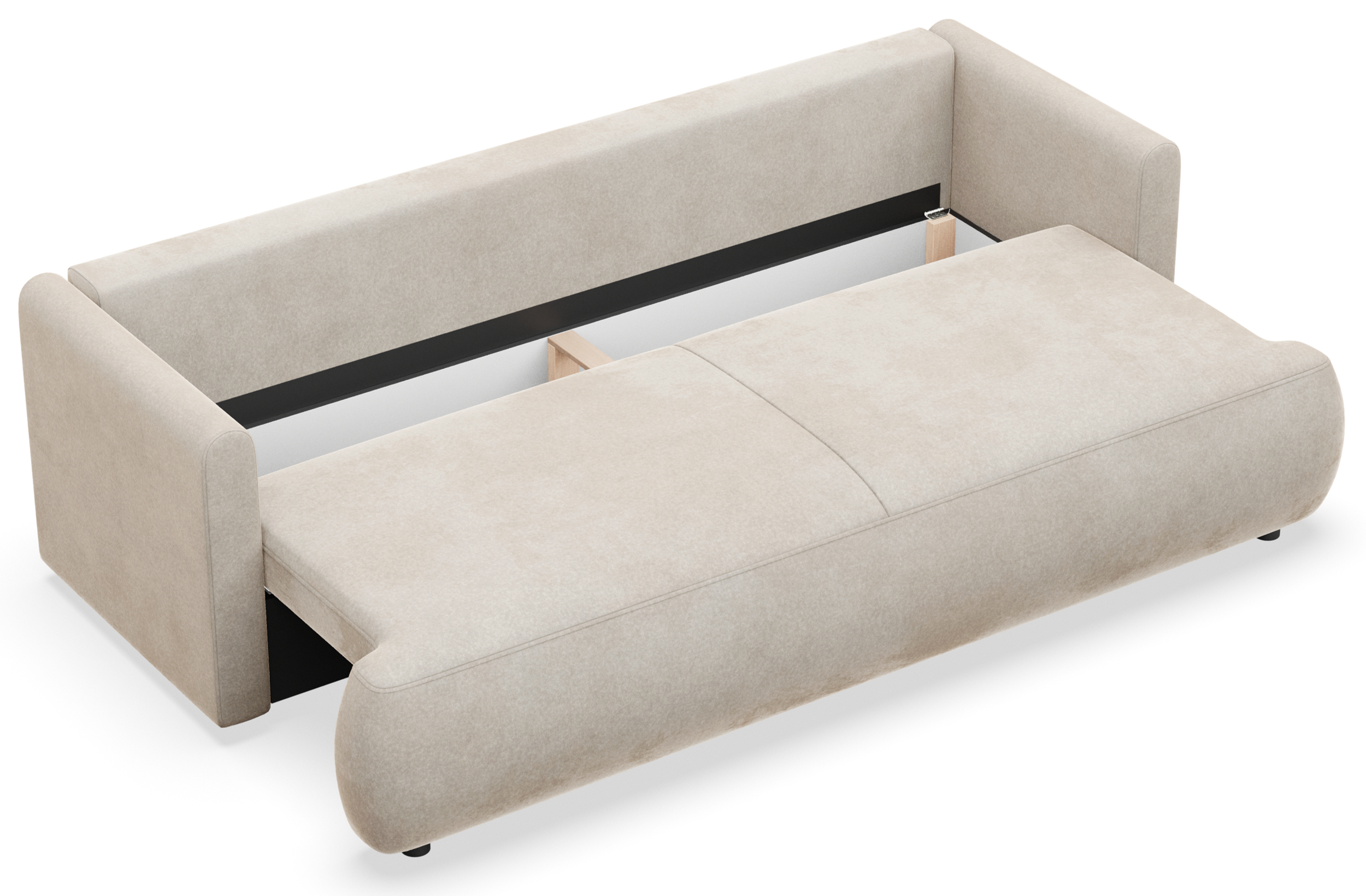 selsey-ovo-mini-drei-sitzer-schlafsofa-mit-stauraum-creme-velours-pflegeleicht image 3