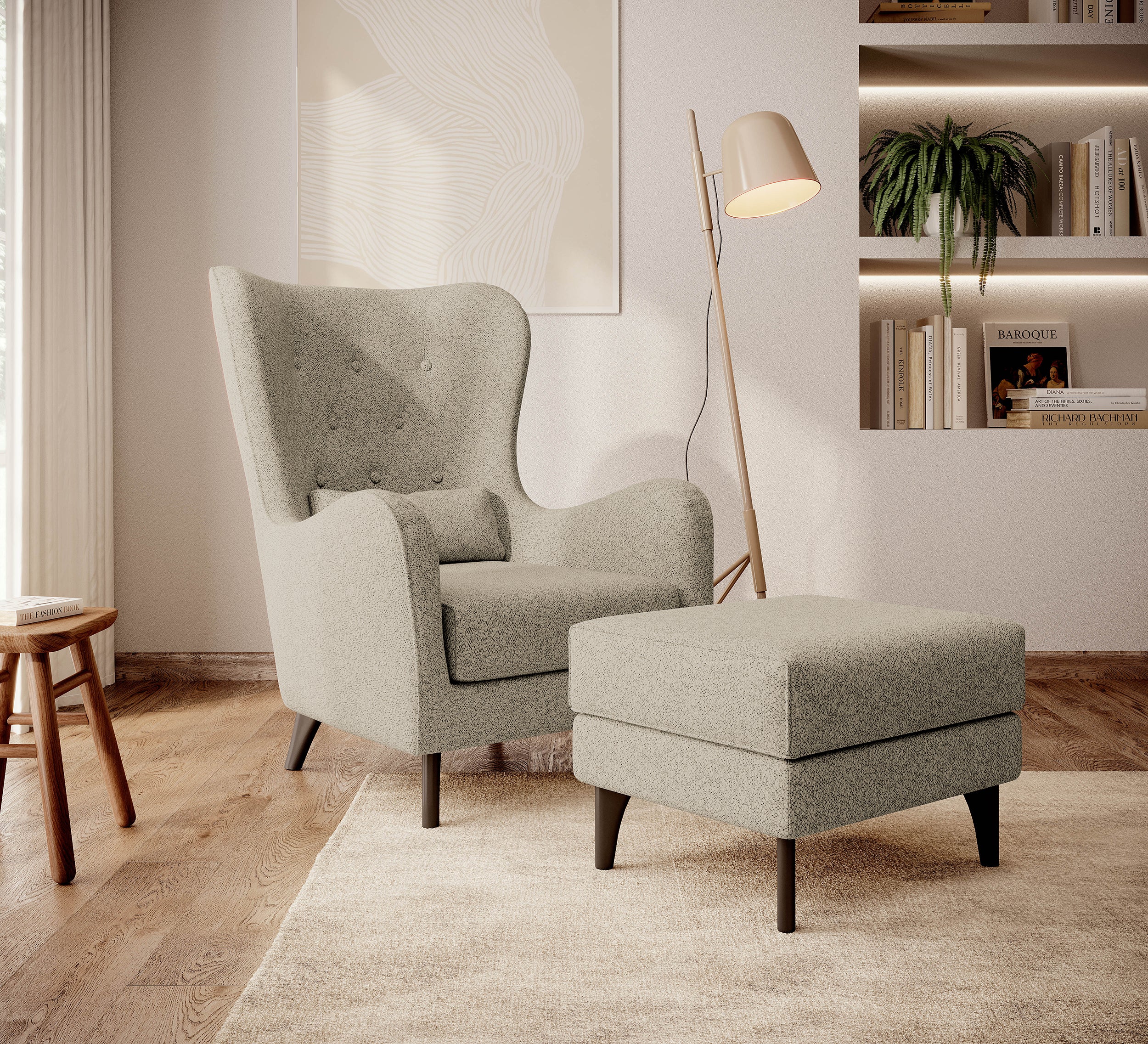 selsey-calmino-fu-hocker-beige-boucl-raven-28-holzbeine-wenge image 2